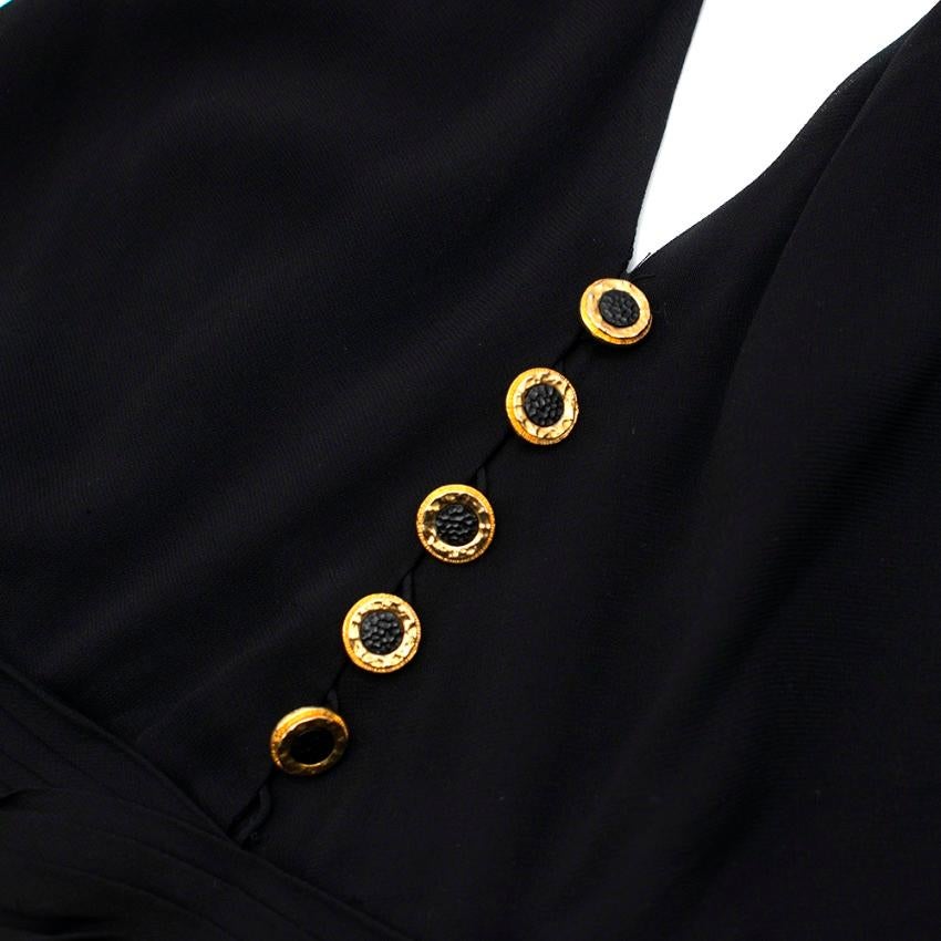 Chanel Boutique Black Silk Pleated Halterneck Dress - Size US 6 2