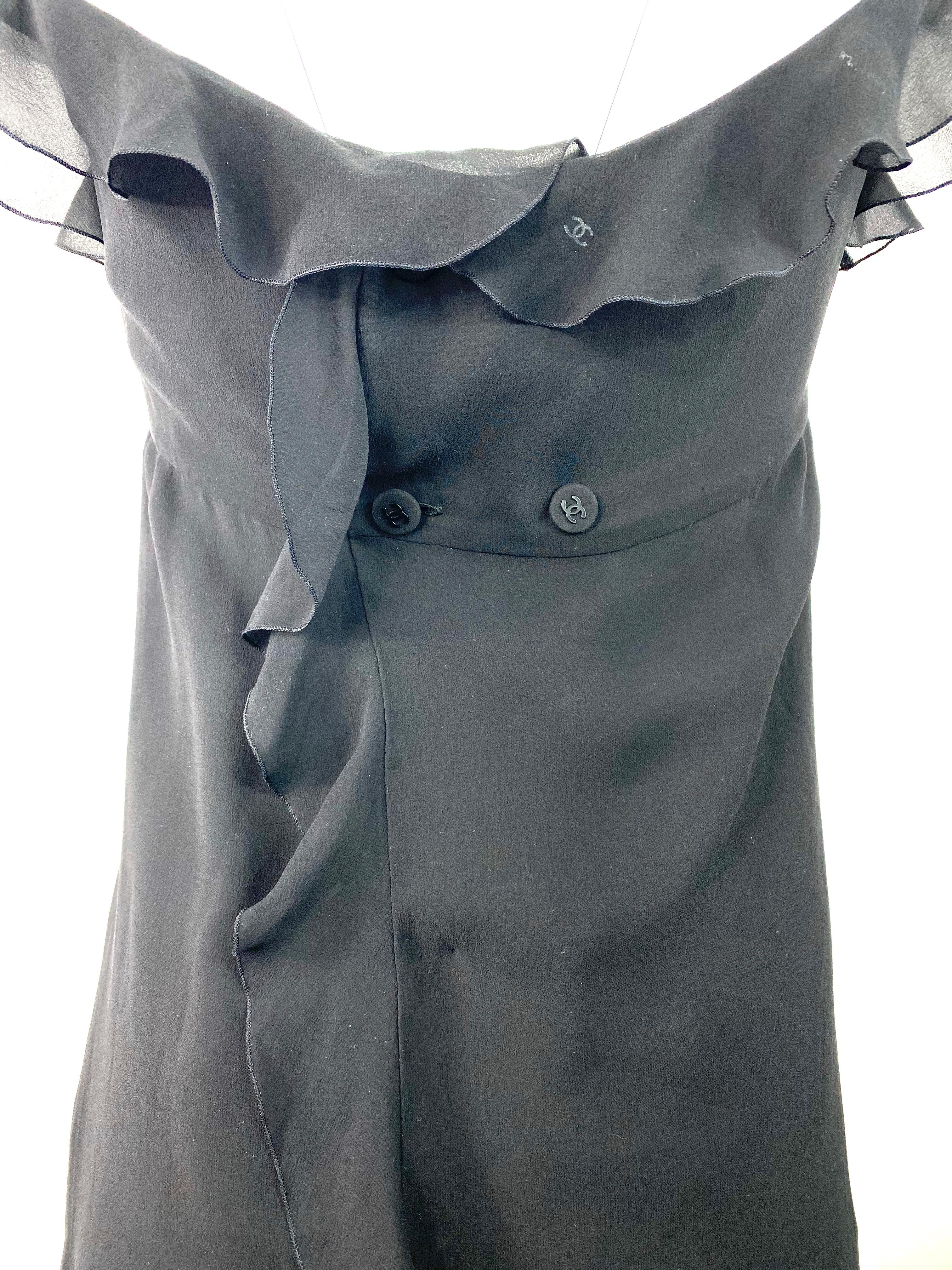 Chanel Boutique Black Silk Slip Dress Size 38 For Sale 3