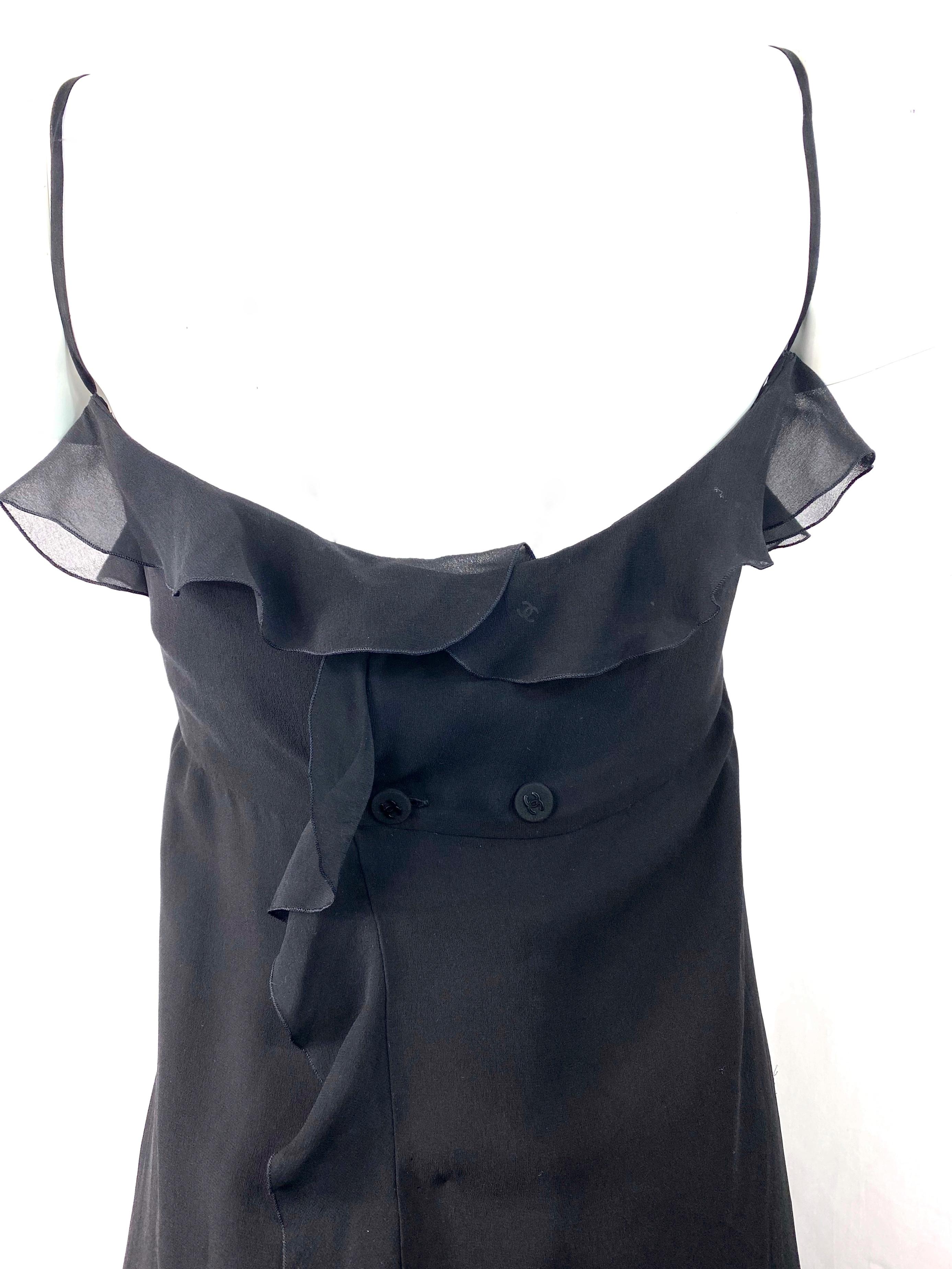 Women's Chanel Boutique Black Silk Slip Dress Size 38 For Sale