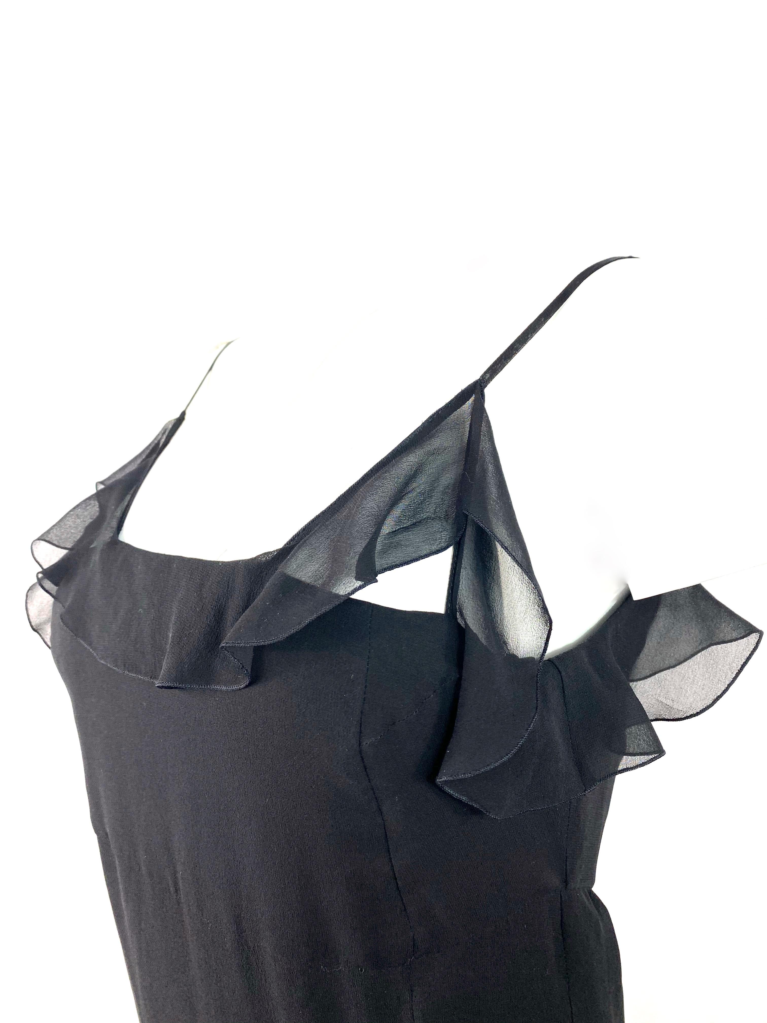Chanel Boutique Black Silk Slip Dress Size 38 For Sale 1