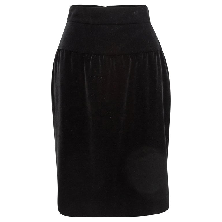 Chanel Boutique Black Velvet Pencil Skirt at 1stDibs