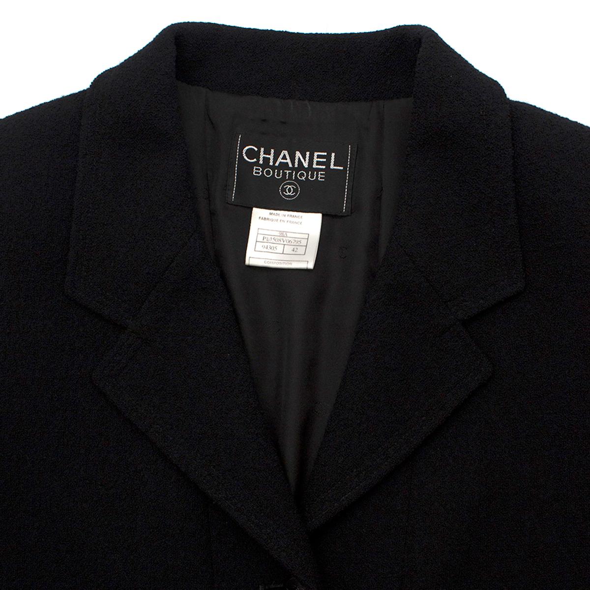 Women's Chanel Boutique Black Wool-blend Double Crepe Coat 42 (FR)	