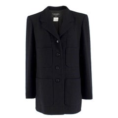 Chanel Boutique Black Wool-blend Double Crepe Coat 42 (FR)	