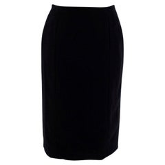Chanel Boutique Black Wool Crepe Pencil Skirt FR 40, US 4-6
