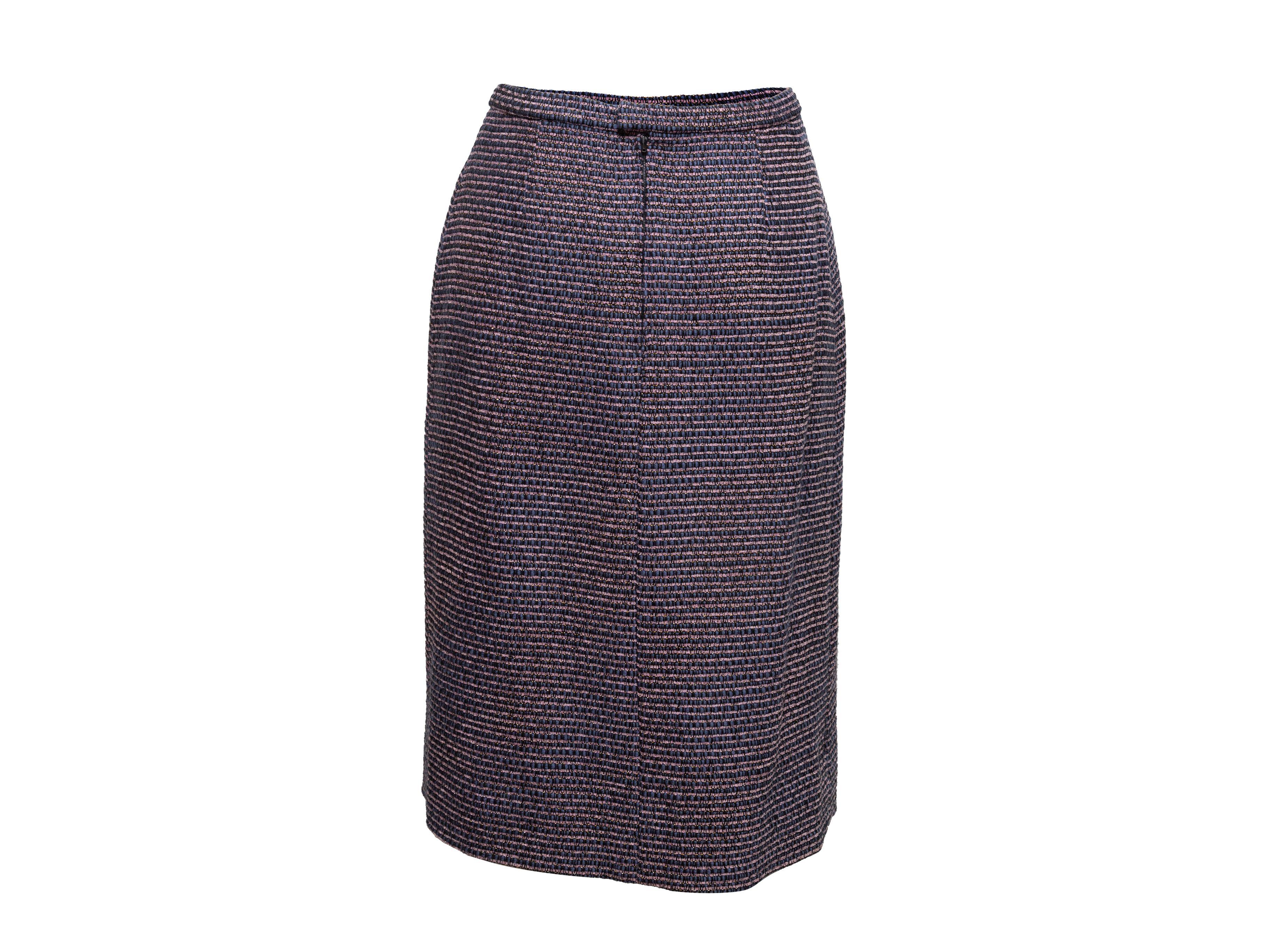 Chanel Boutique Blue & Multicolor Tweed Pencil Skirt 1
