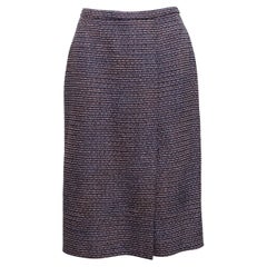 Chanel Boutique Blue & Multicolor Tweed Pencil Skirt