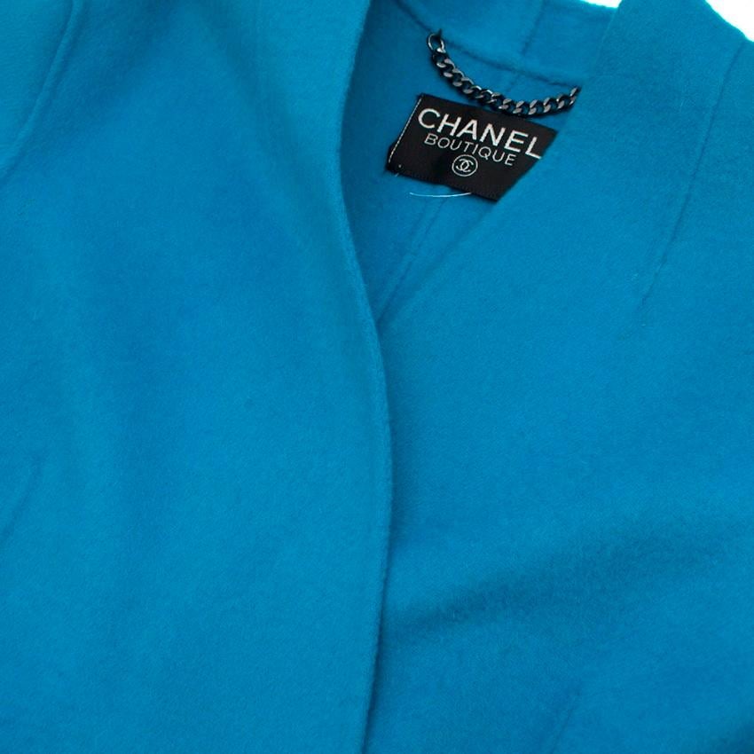 Chanel Boutique Blue Wool Midi Coat - Size M  For Sale 1