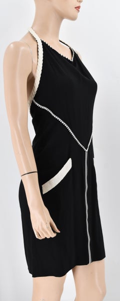 Chanel Boutique Braided Trim Runway Halter Dress 38