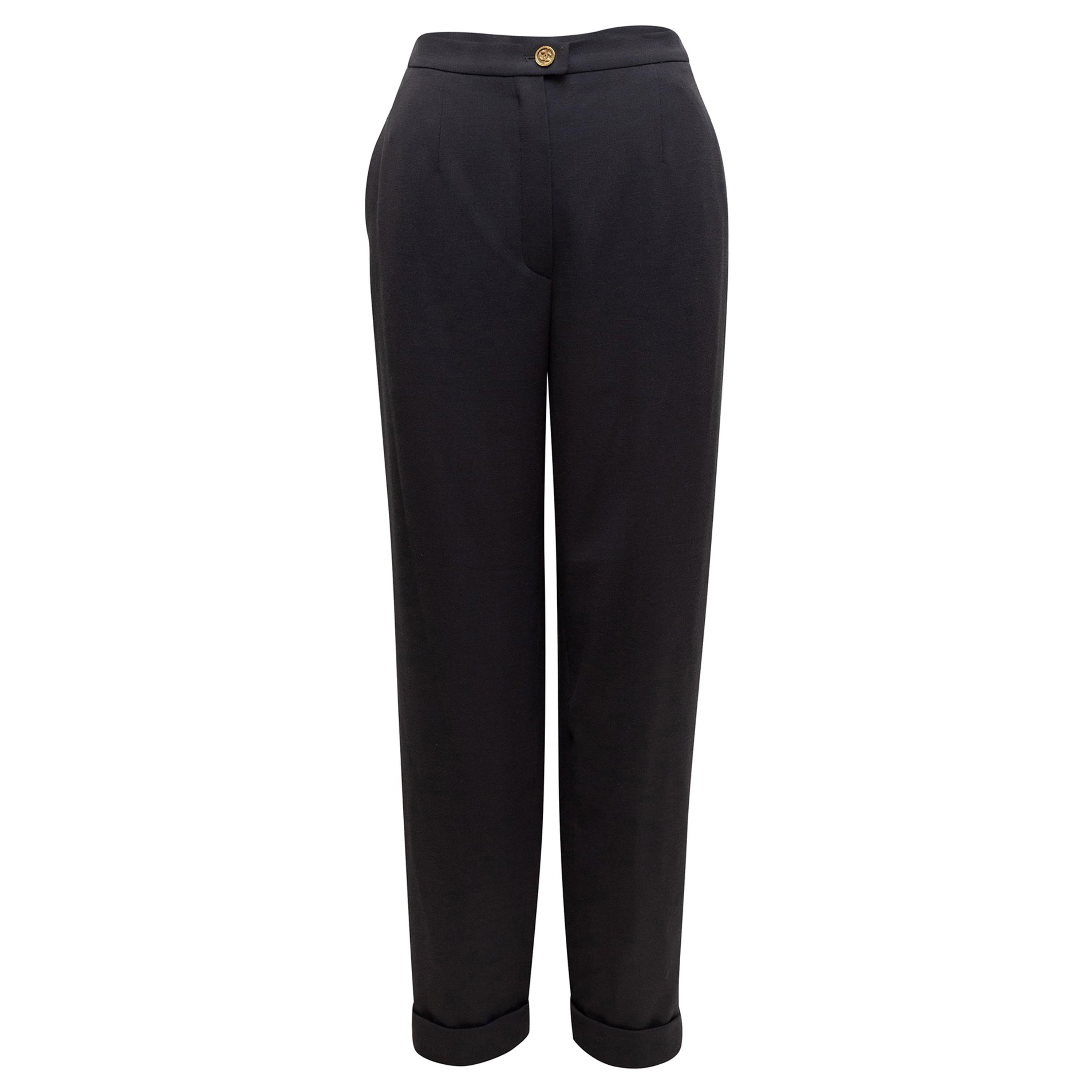 Chanel Boutique Charcoal Wool Trousers