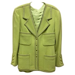 CHANEL BOUTIQUE Chartreuse Green Suit Signature Chanel