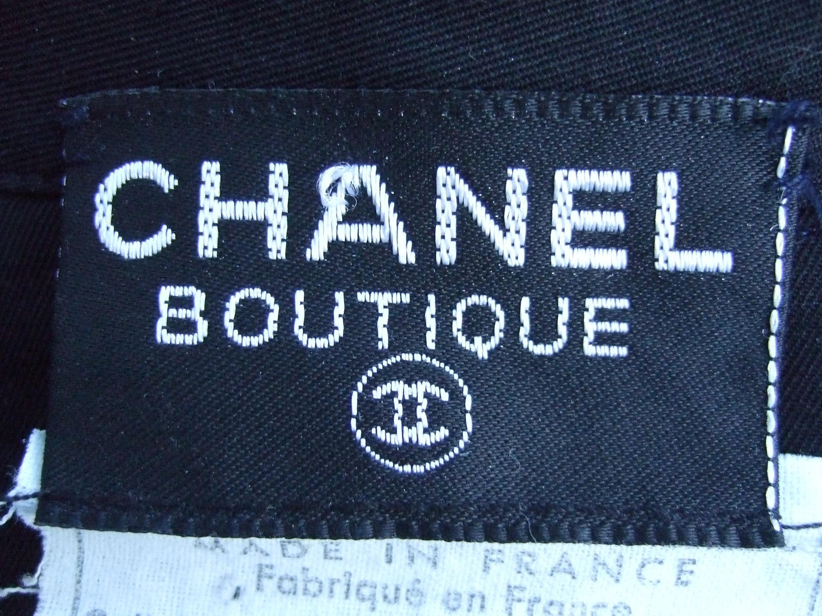 Chanel Boutique Chic Black Cotton Floral Button Dress c 1980s 14