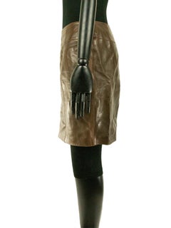 Chanel Boutique Chocolate Brown Leather Skirt