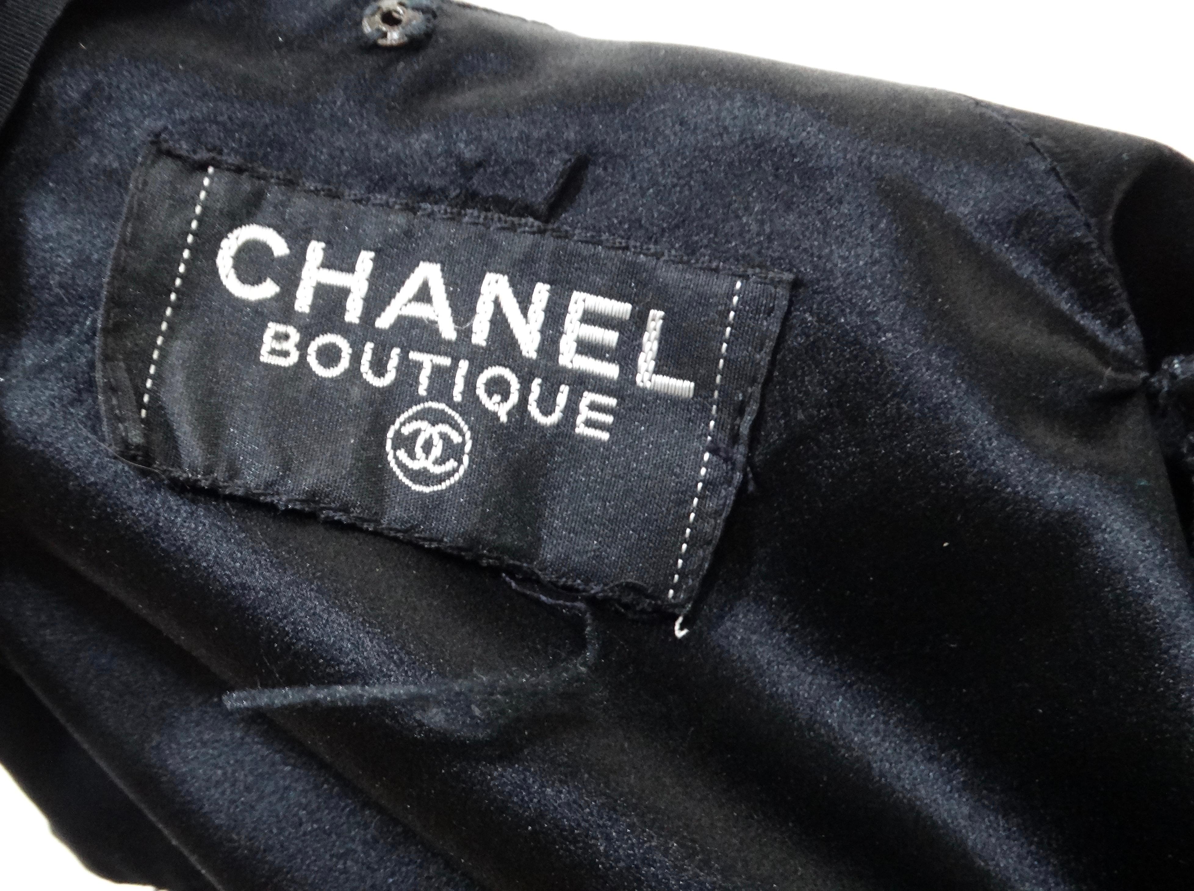 Chanel Boutique Años 80 Vestido de baile plisado de seda negra 6