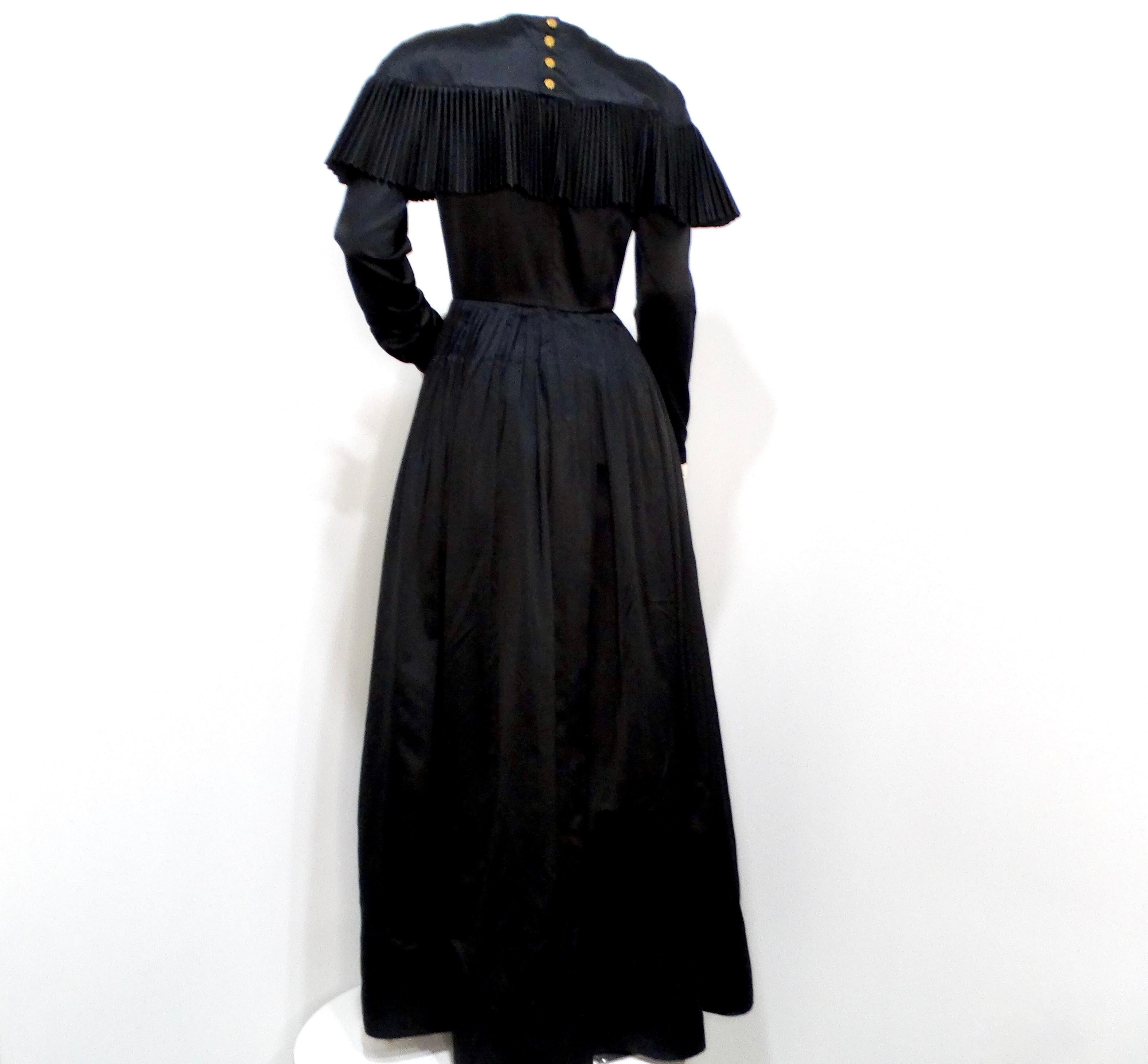 De las mujeres Chanel Boutique Años 80 Vestido de baile plisado de seda negra