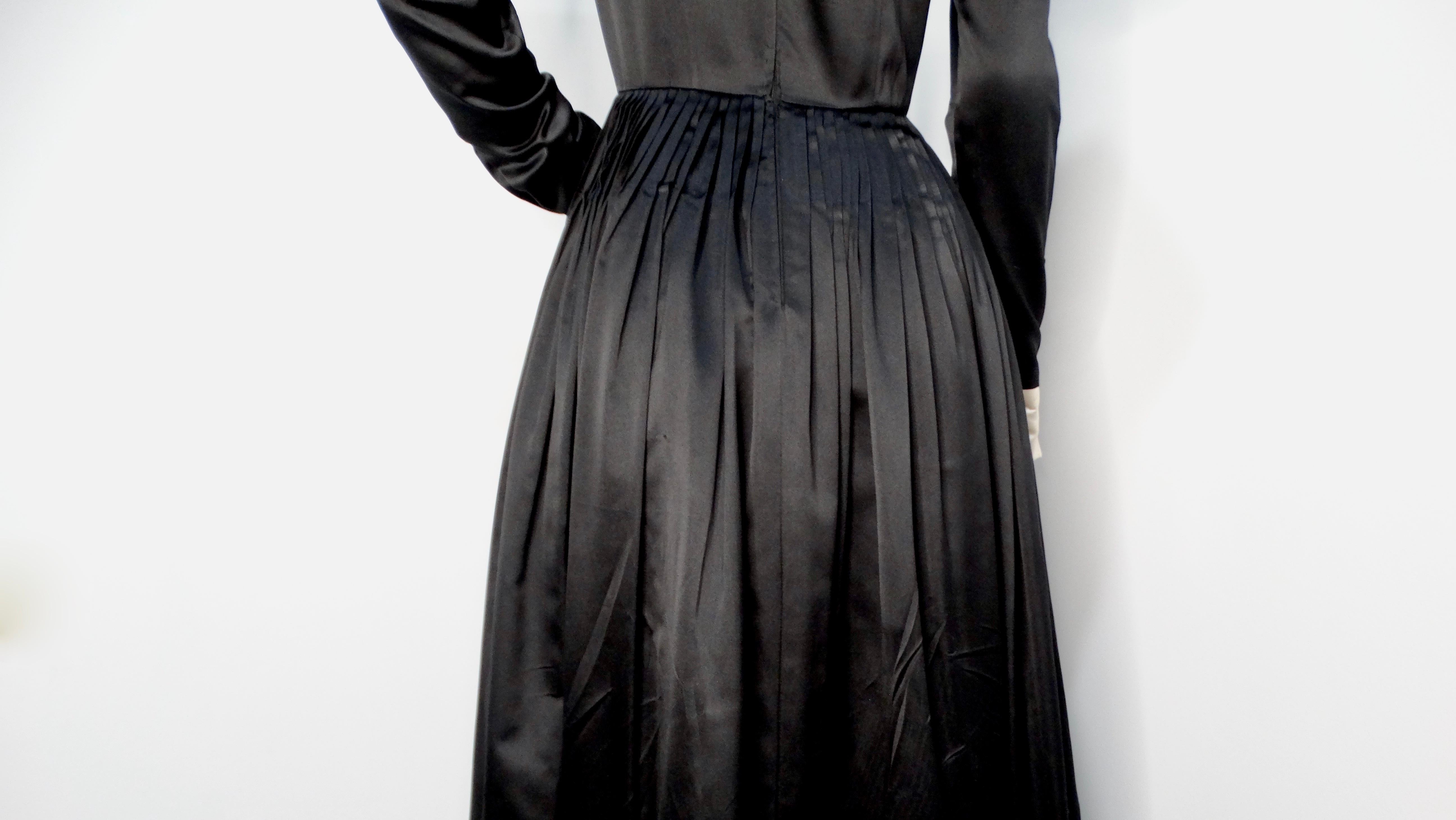Chanel Boutique Años 80 Vestido de baile plisado de seda negra 2