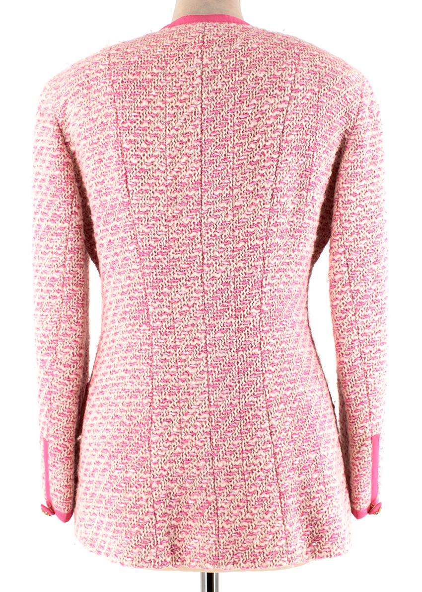 Chanel Boutique Classic Pink & Yellow Tweed Tailored Jacket - Size US6 In Excellent Condition For Sale In London, GB