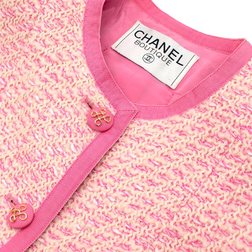 Chanel Boutique Classic Pink & Yellow Tweed Tailored Jacket - Size US6 For Sale 5