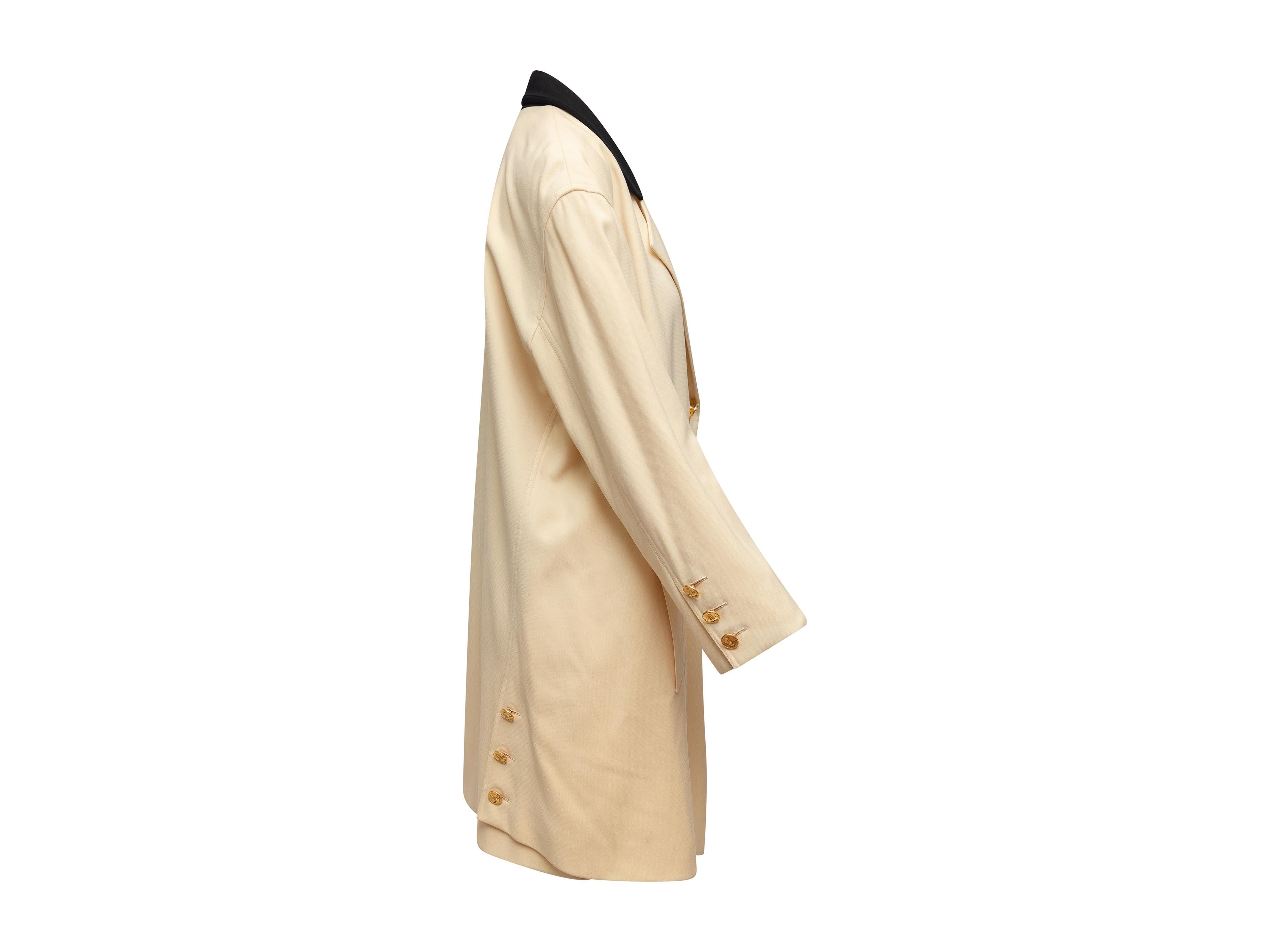 White Chanel Boutique Cream Long Double-Breasted Coat
