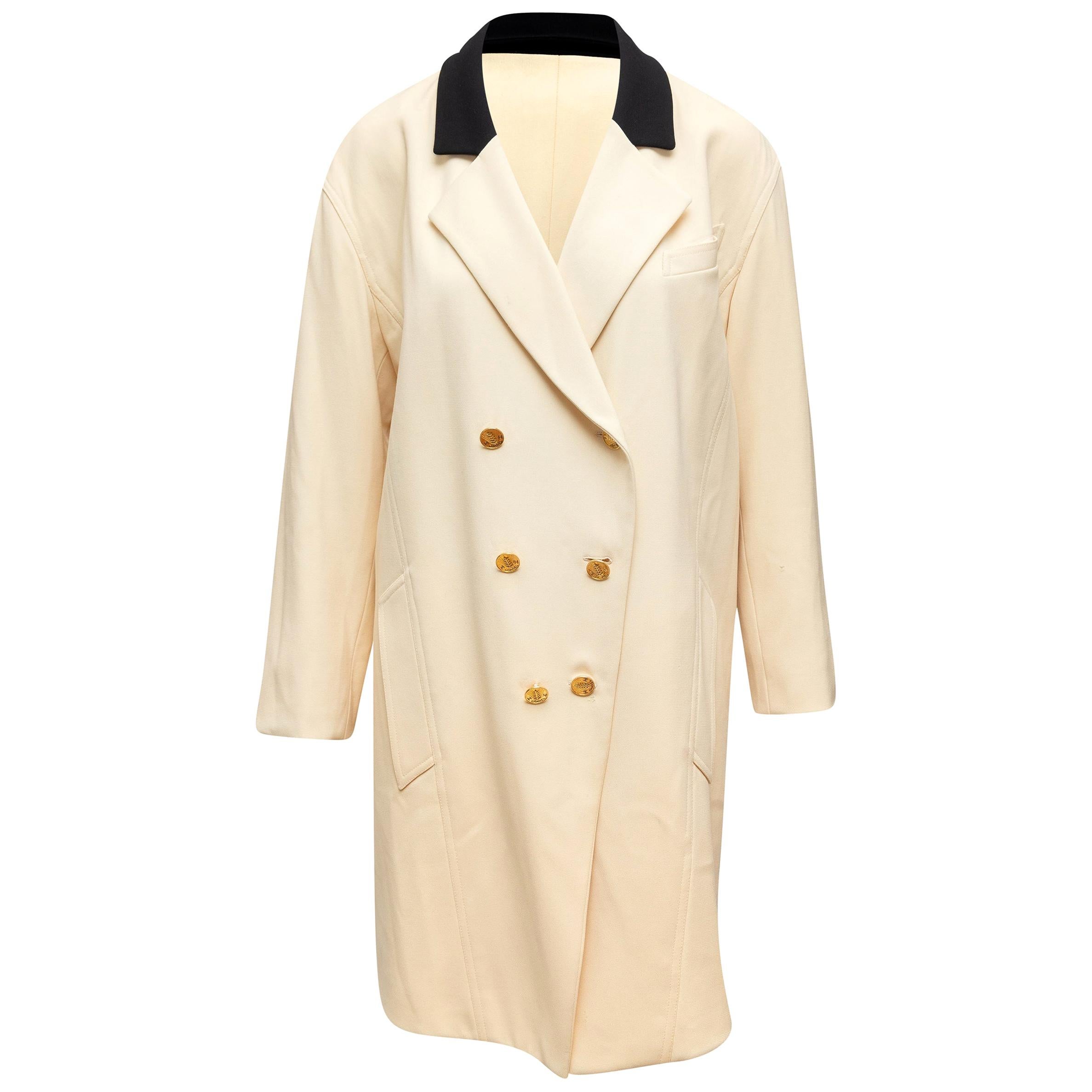 Chanel Boutique Cream Long Double-Breasted Coat