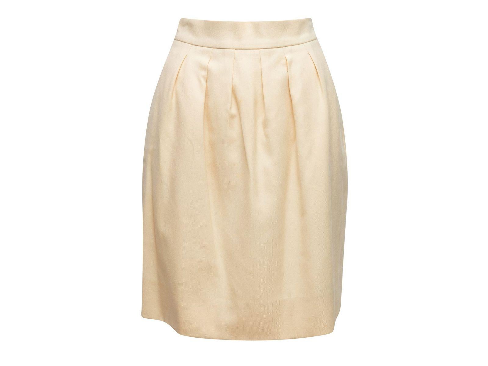 Beige Chanel Boutique Cream Wool Knee-Length Skirt For Sale