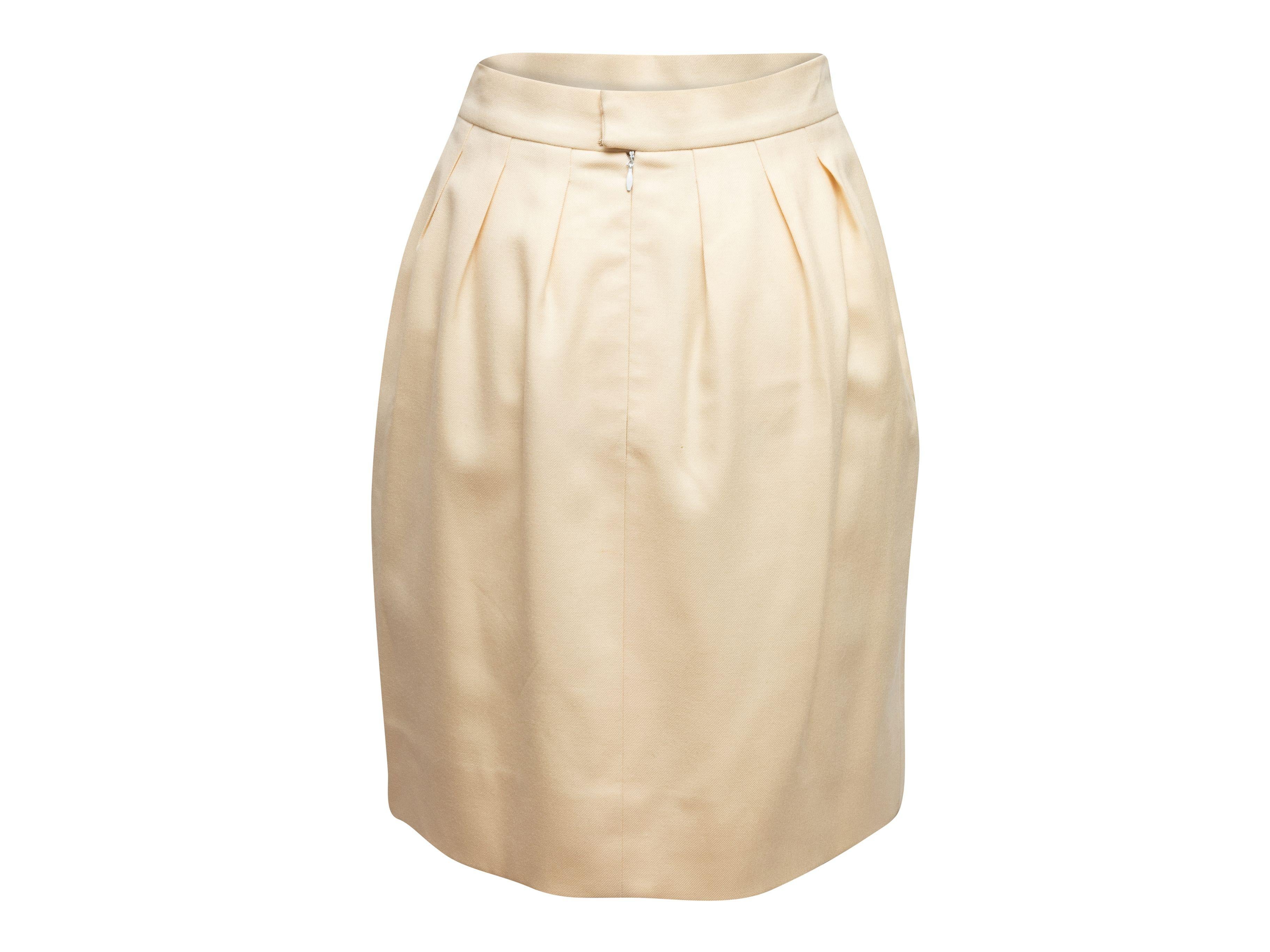 Women's Chanel Boutique Cream Wool Knee-Length Skirt For Sale