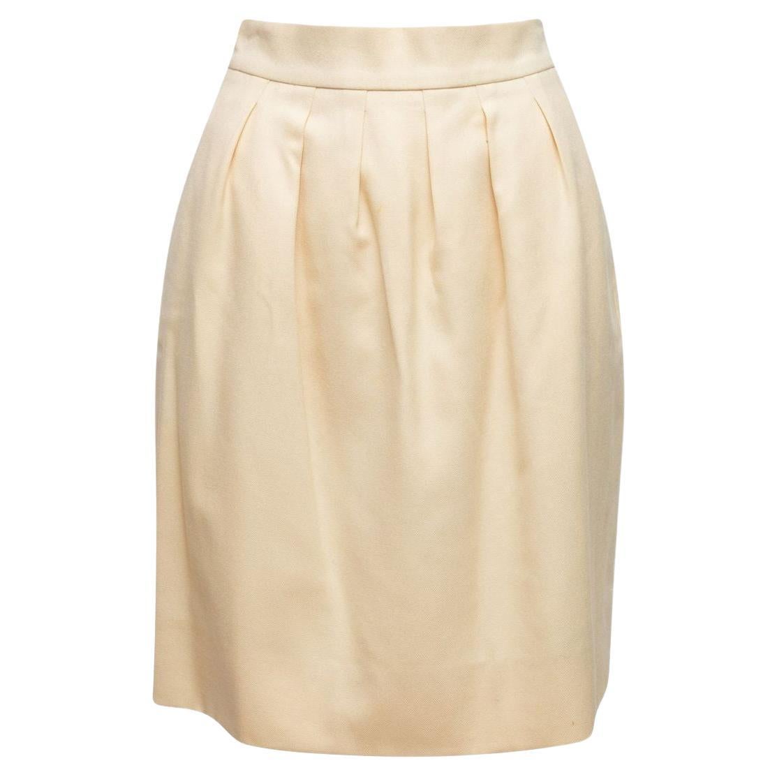 Chanel Boutique Cream Wool Knee-Length Skirt For Sale