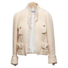 Chanel Boutique Ivory Boucle Tweed Jacket