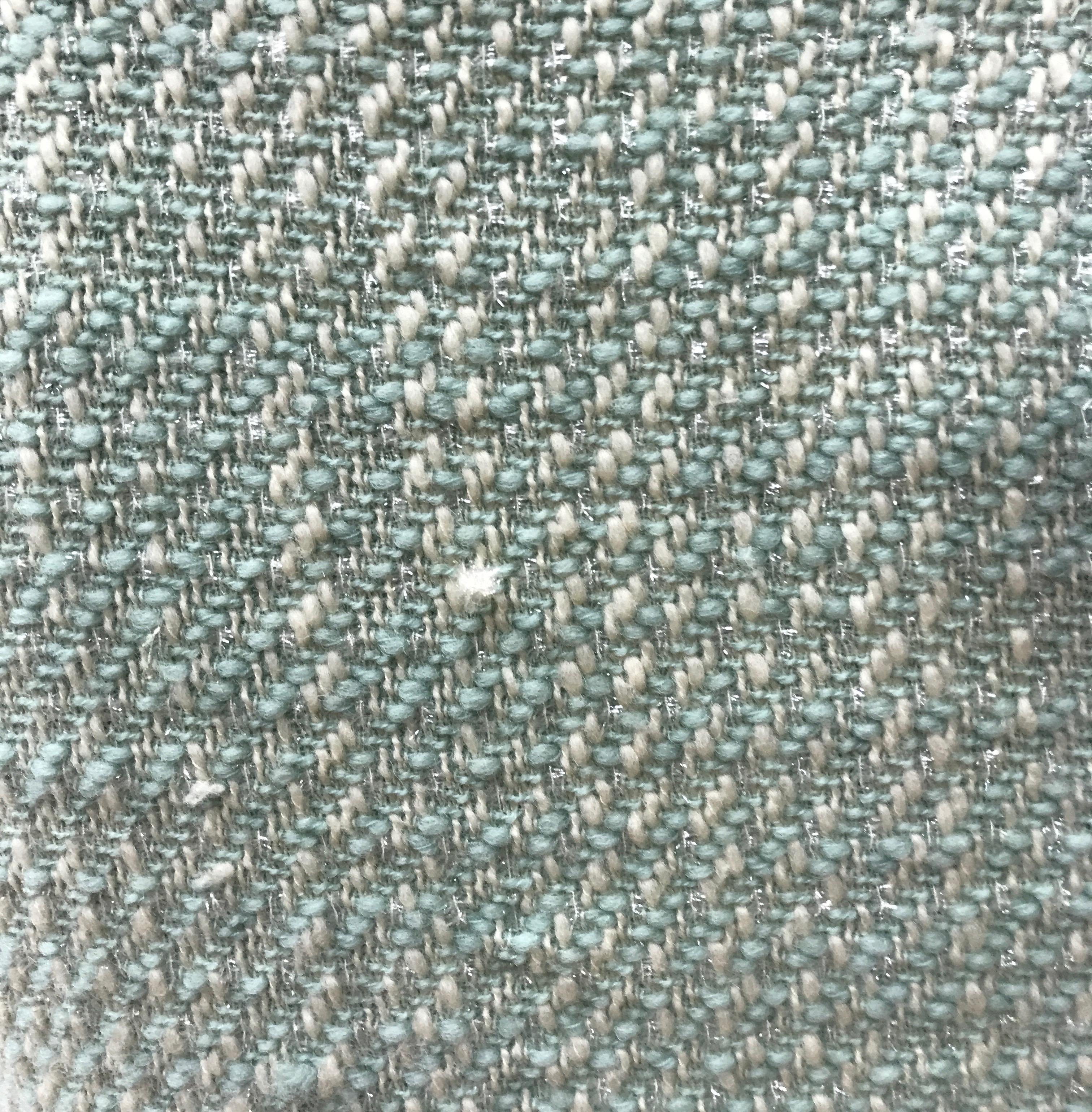 Chanel Runway S/S 1992 - Jupe en tweed tissé en laine/soie ivoire et turquoise pâle en vente 1
