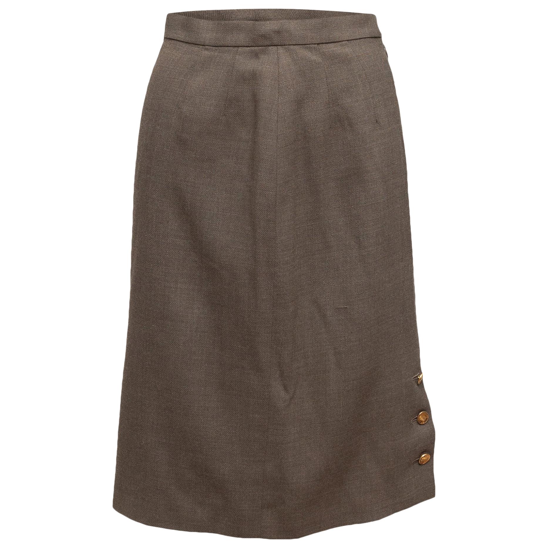  Chanel Boutique Light Brown Wool Skirt