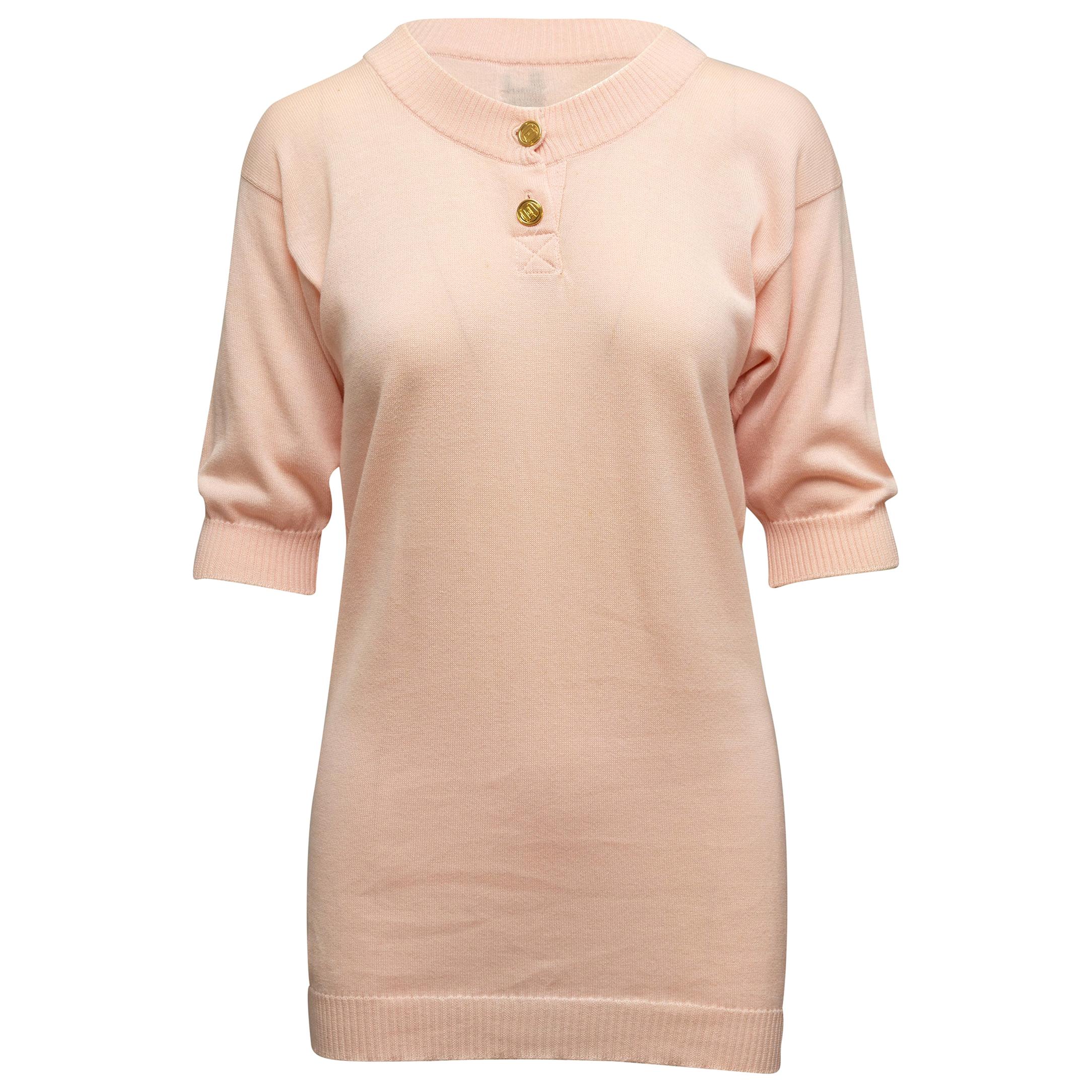 Chanel Boutique Light Pink Short Sleeve Sweater