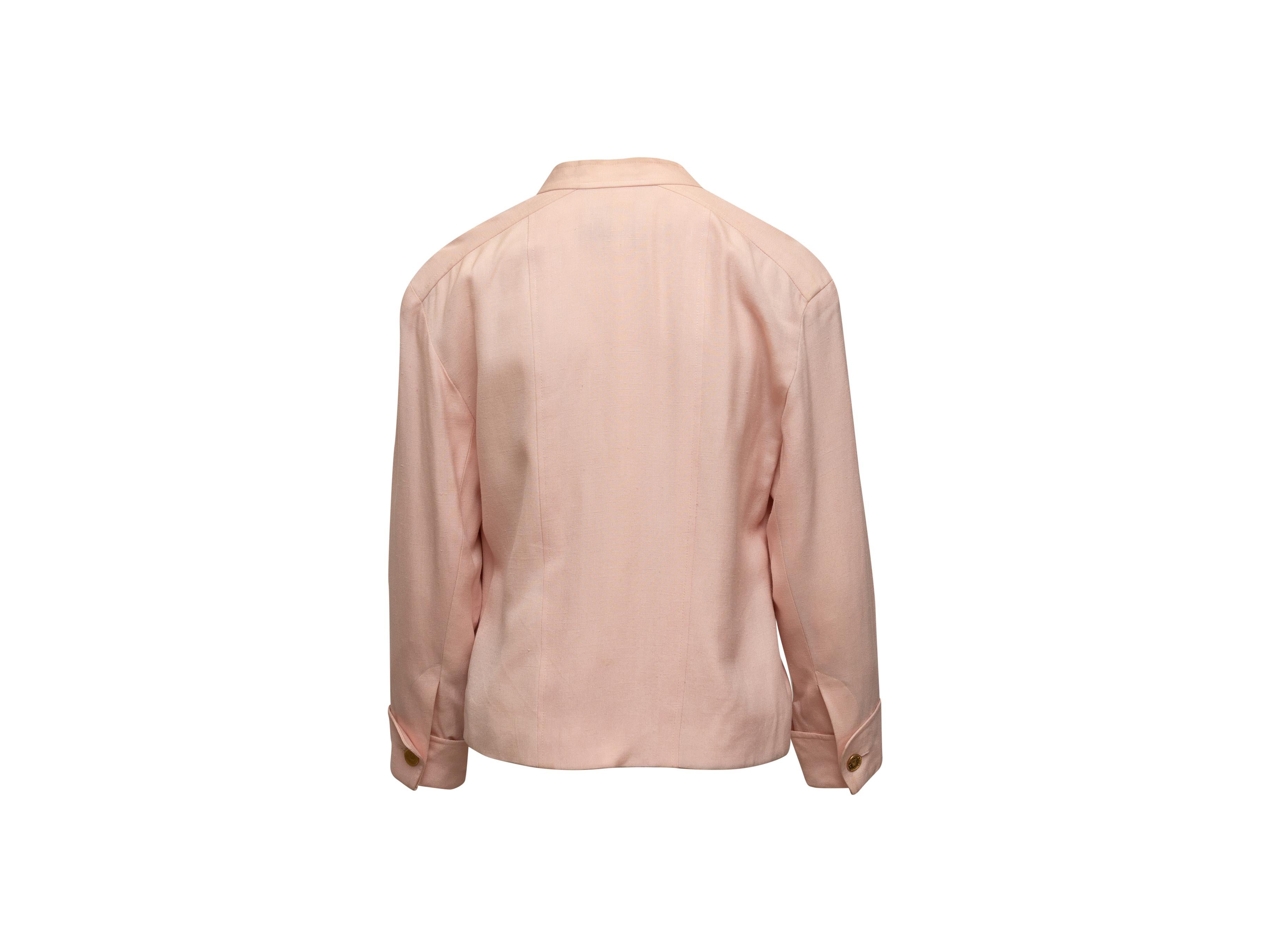 Chanel Boutique Light Pink V-Neck Jacket In Good Condition In New York, NY