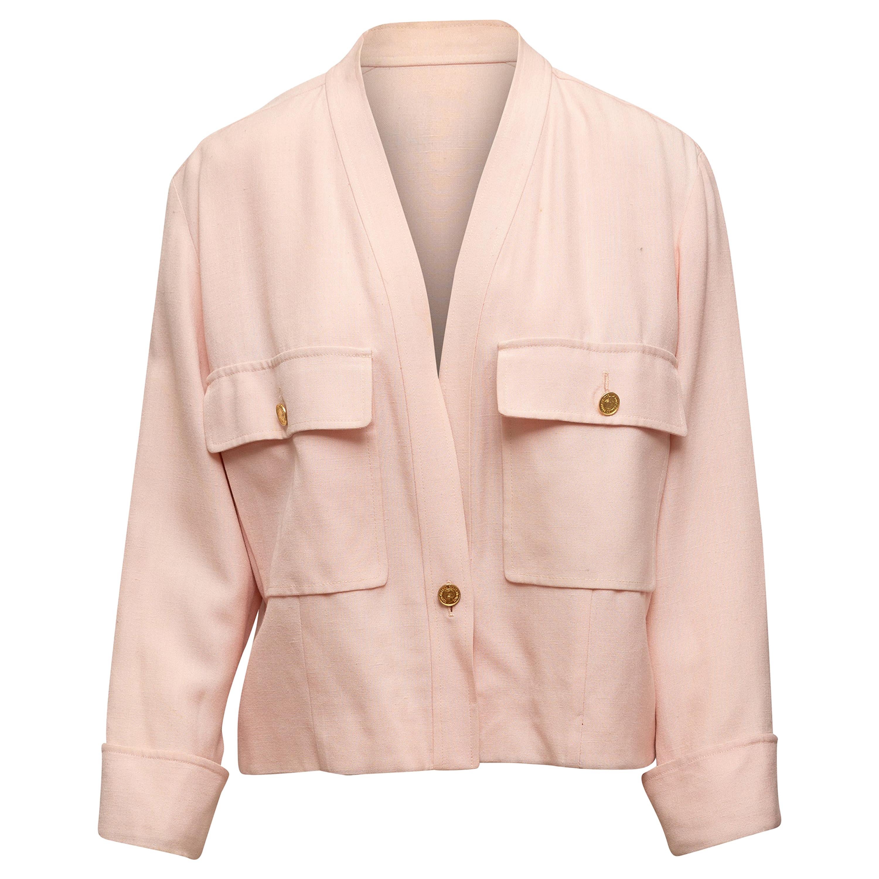 Chanel Boutique Light Pink V-Neck Jacket