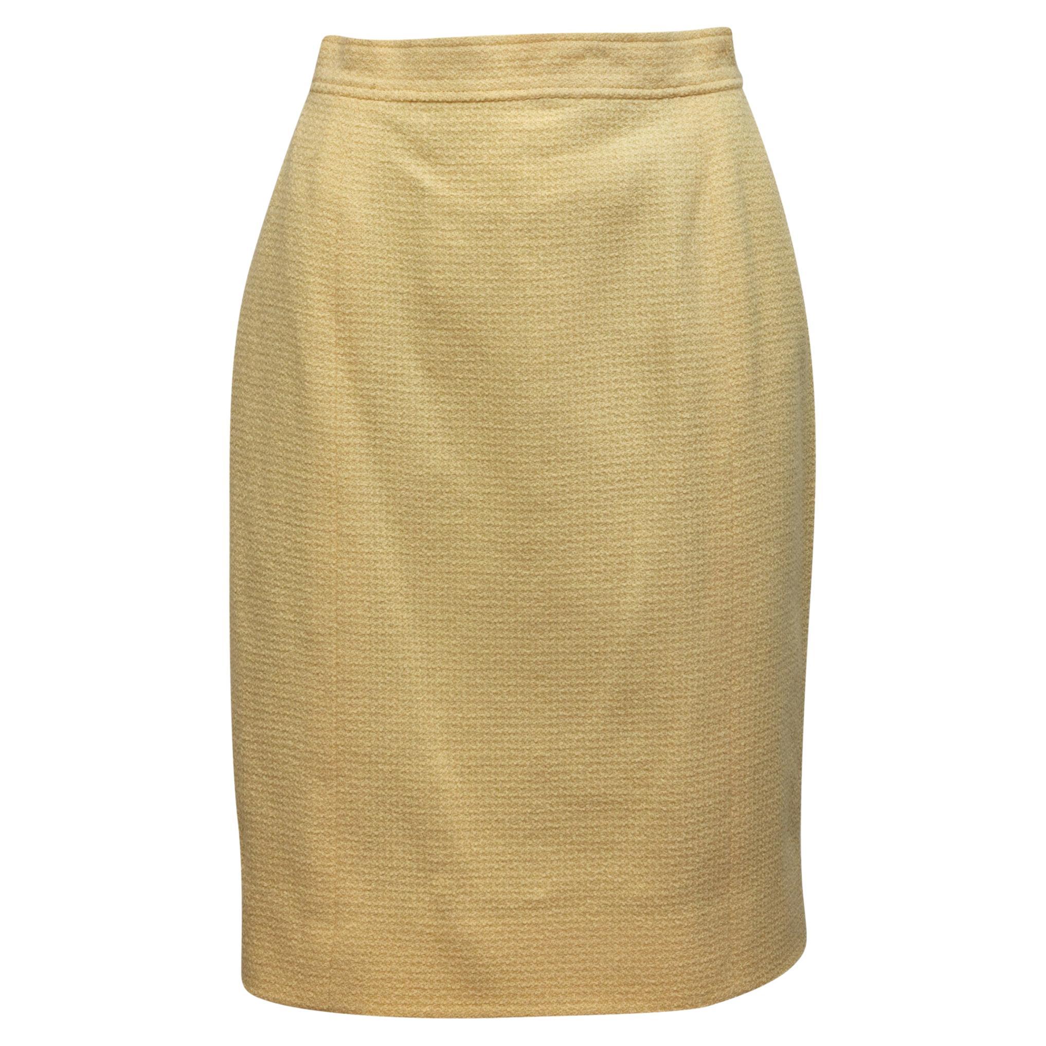 Chanel Boutique Light Yellow Wool Skirt