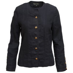 Chanel Boutique Navy Blue Linen Jacket