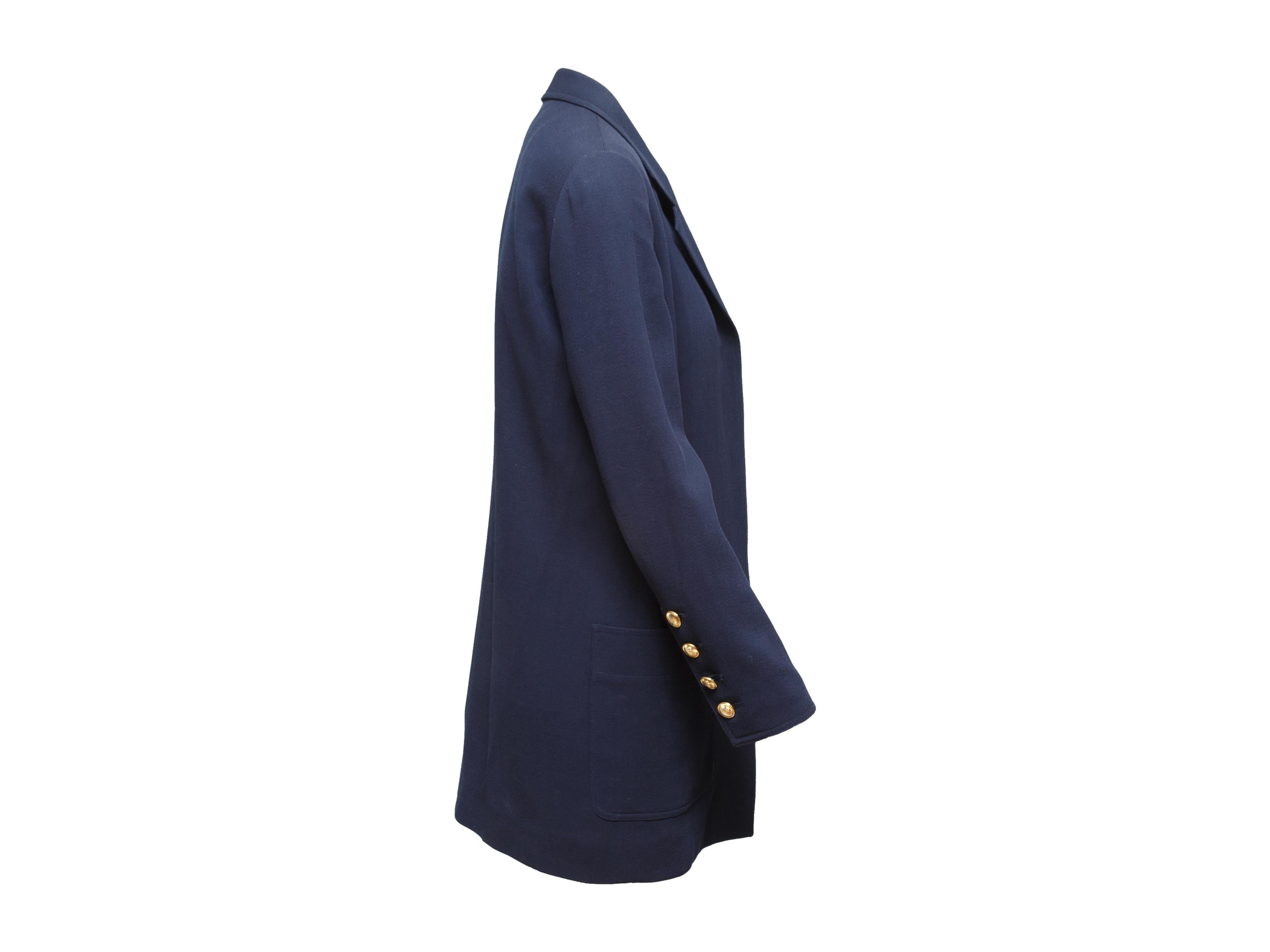 Black Chanel Boutique Navy Open Front Jacket