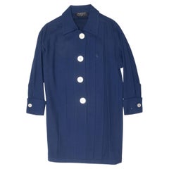 Chanel Boutique Navy Pleated Long Sleeve Dress
