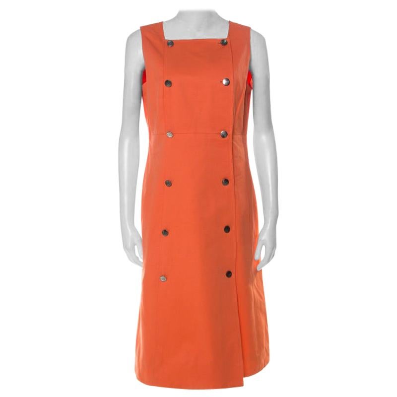 Chanel Boutique Orange Cotton Sleeveless Pinafore Dress L