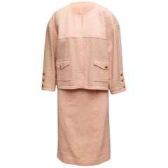 Chanel Boutique Pink Tweed Skirt Suit