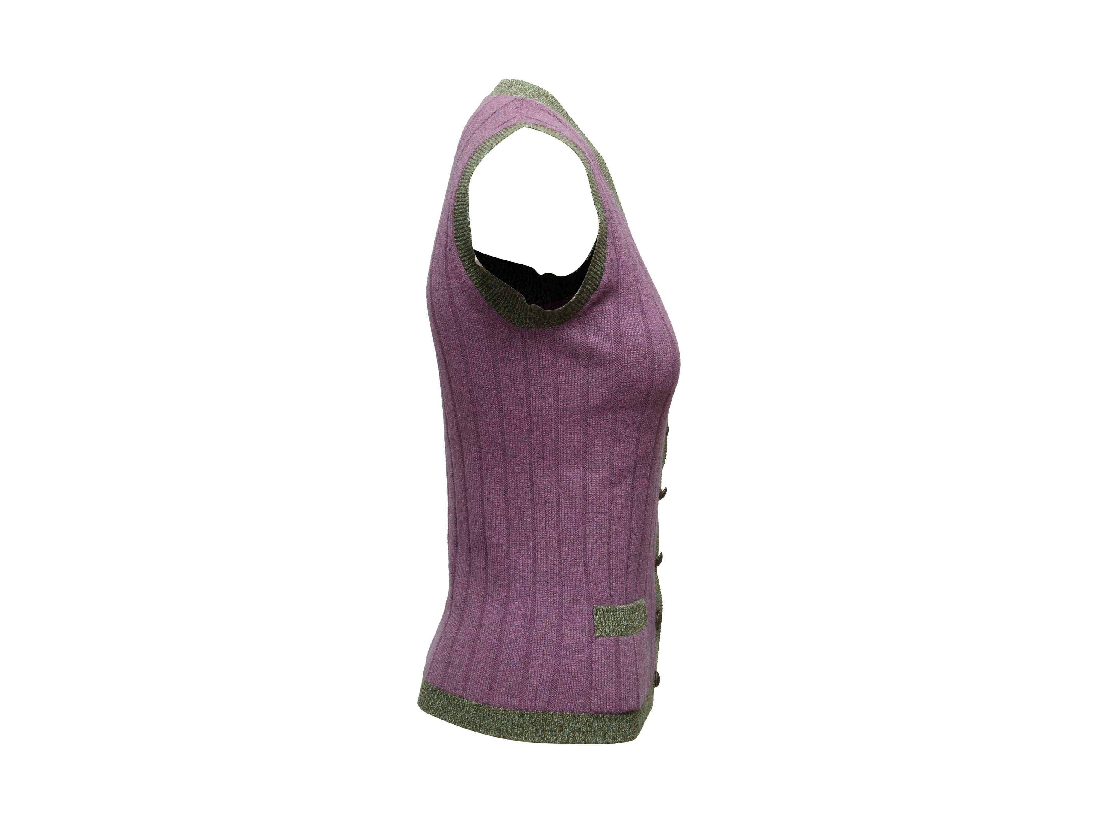 Gray Chanel Boutique Purple & Green Cashmere Vest