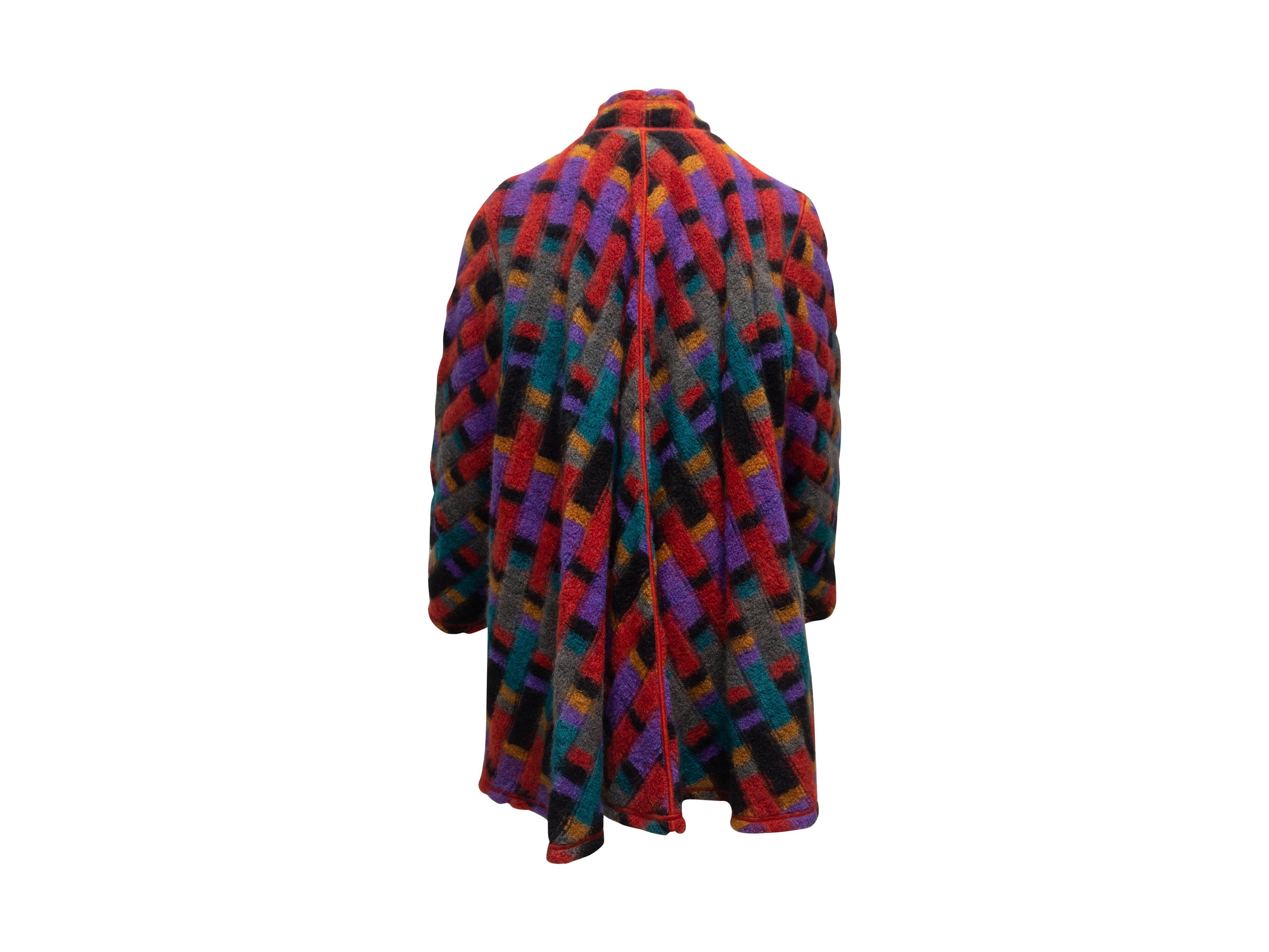 Black Chanel Boutique Red & Multicolor Patterned Coat