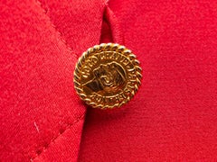 Chanel Boutique Red Silk Long Sleeve Blouse