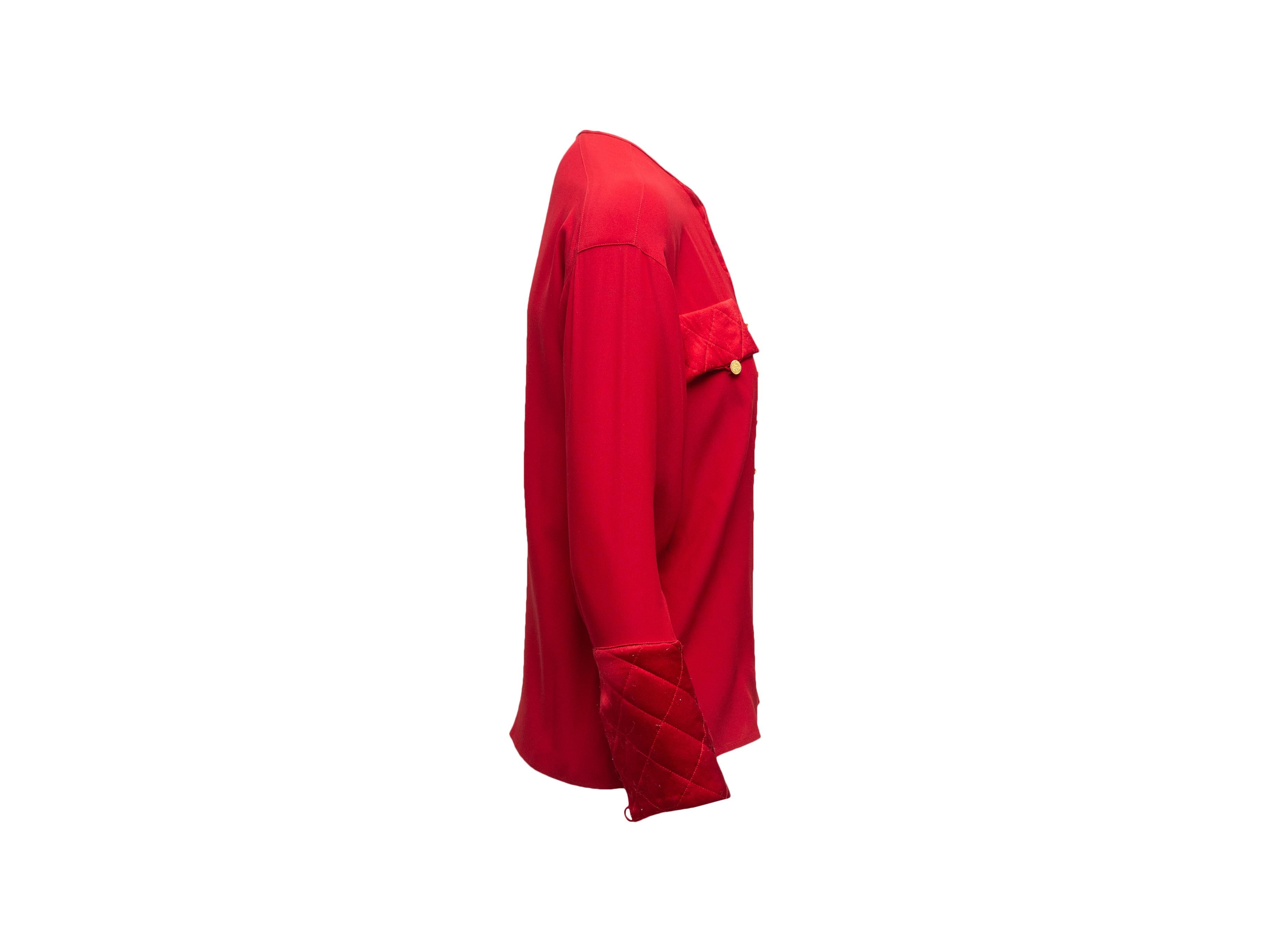 red silk blouse long sleeve