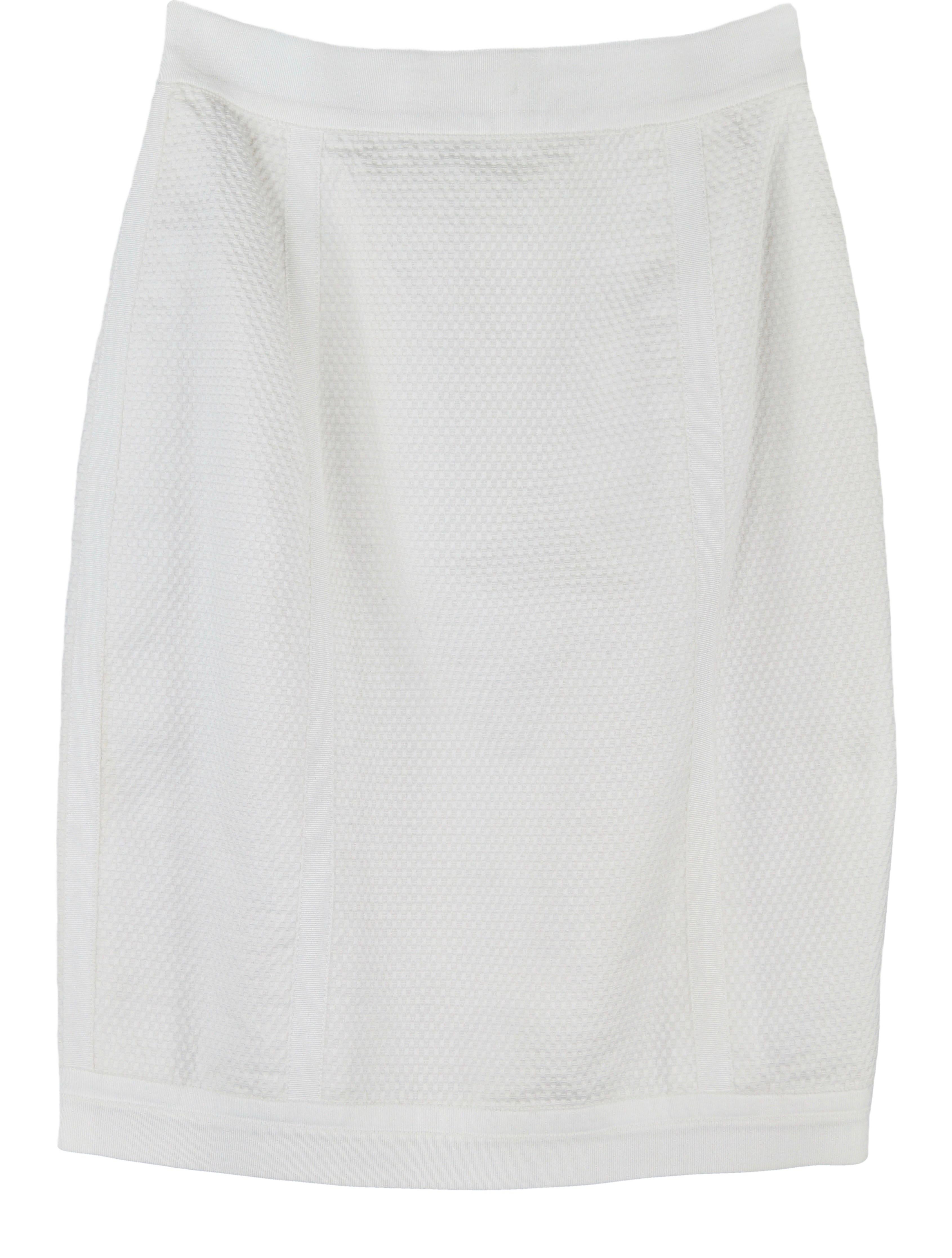 Chanel Boutique Suit veste et jupe en coton blanc  fin des années 80 en vente 6