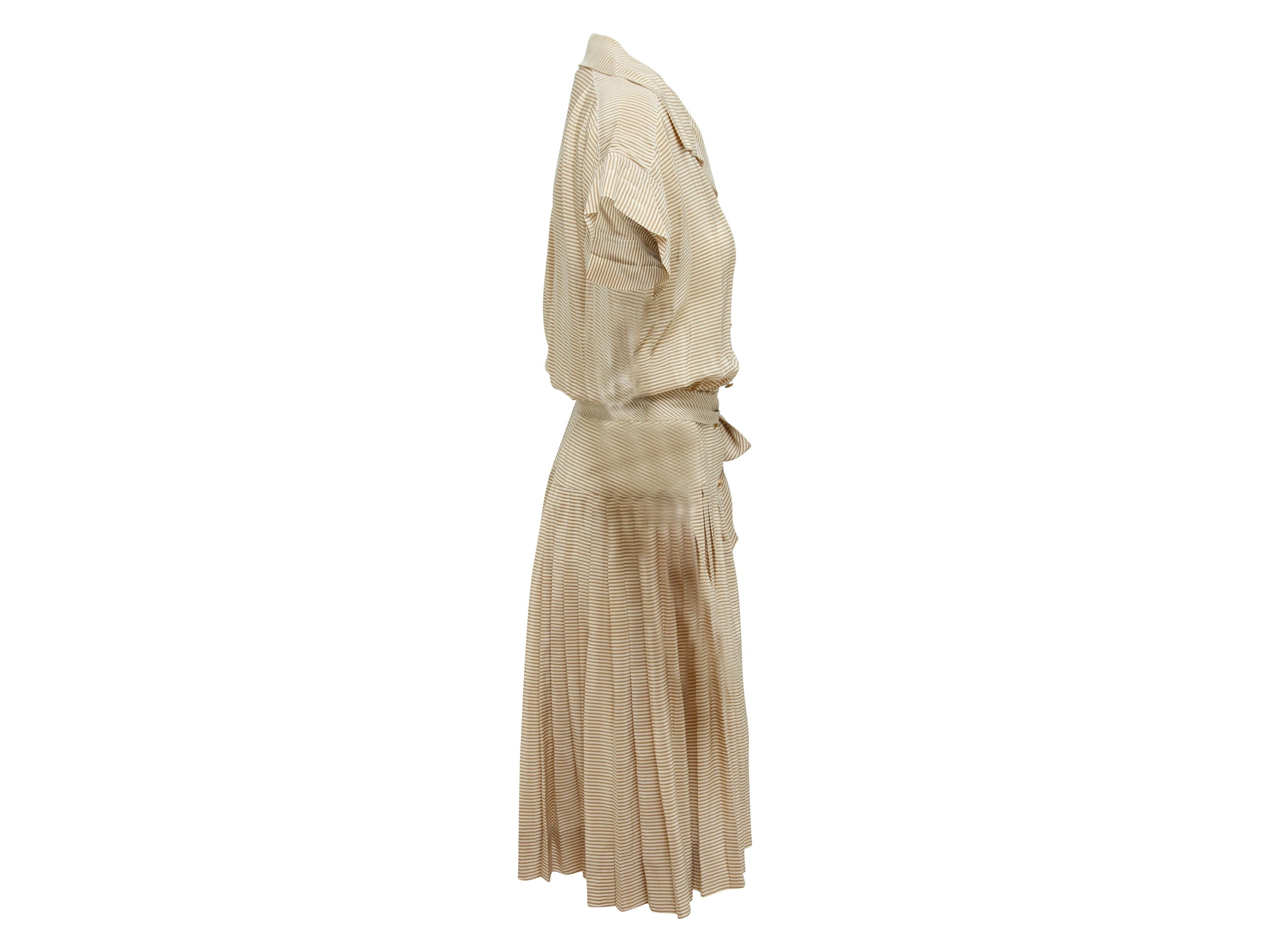 tan and white striped dress