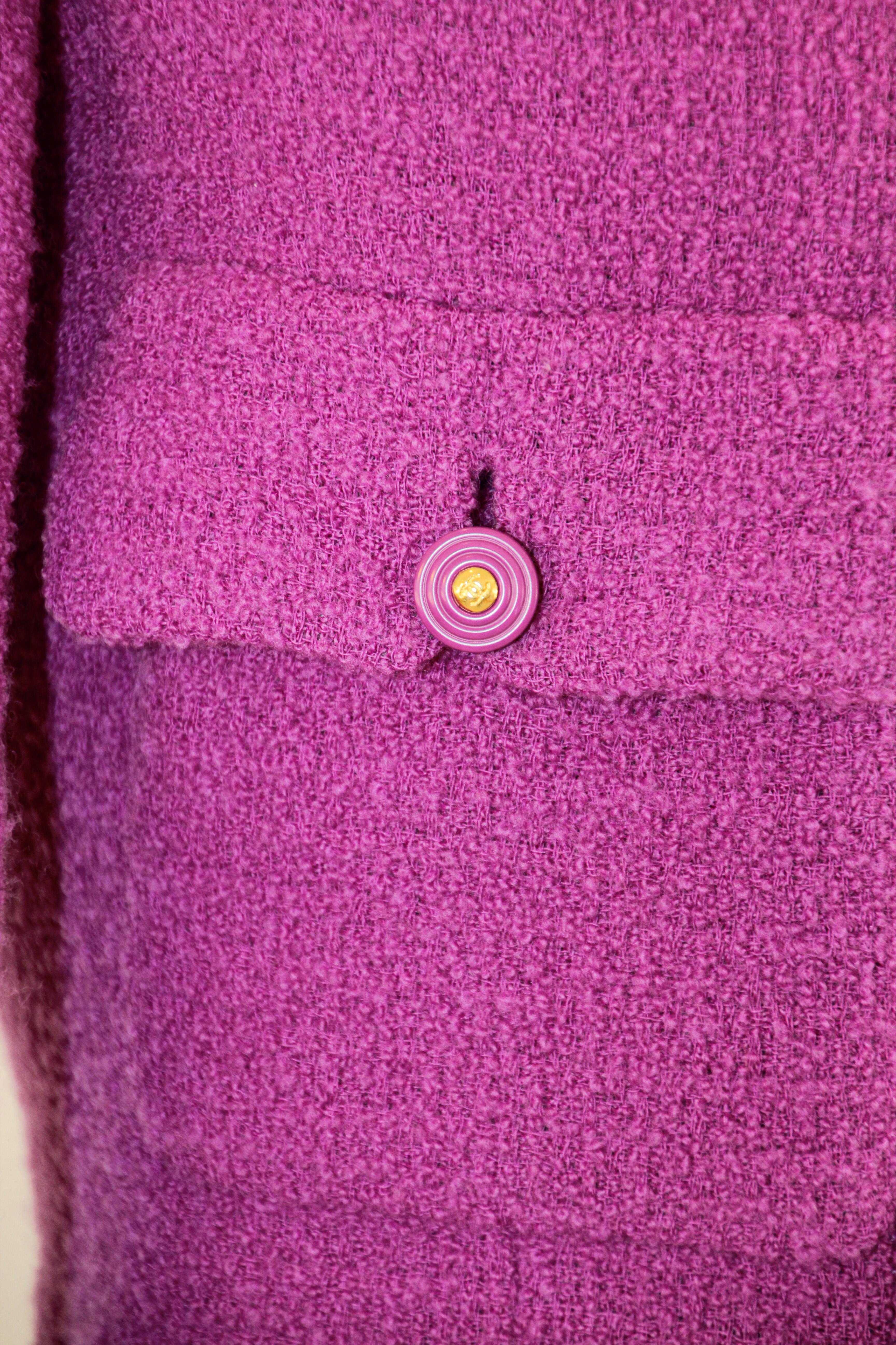 CHANEL Boutique Double Breasted Jacket Fuchsia Pink Small Chanel France For Sale 3