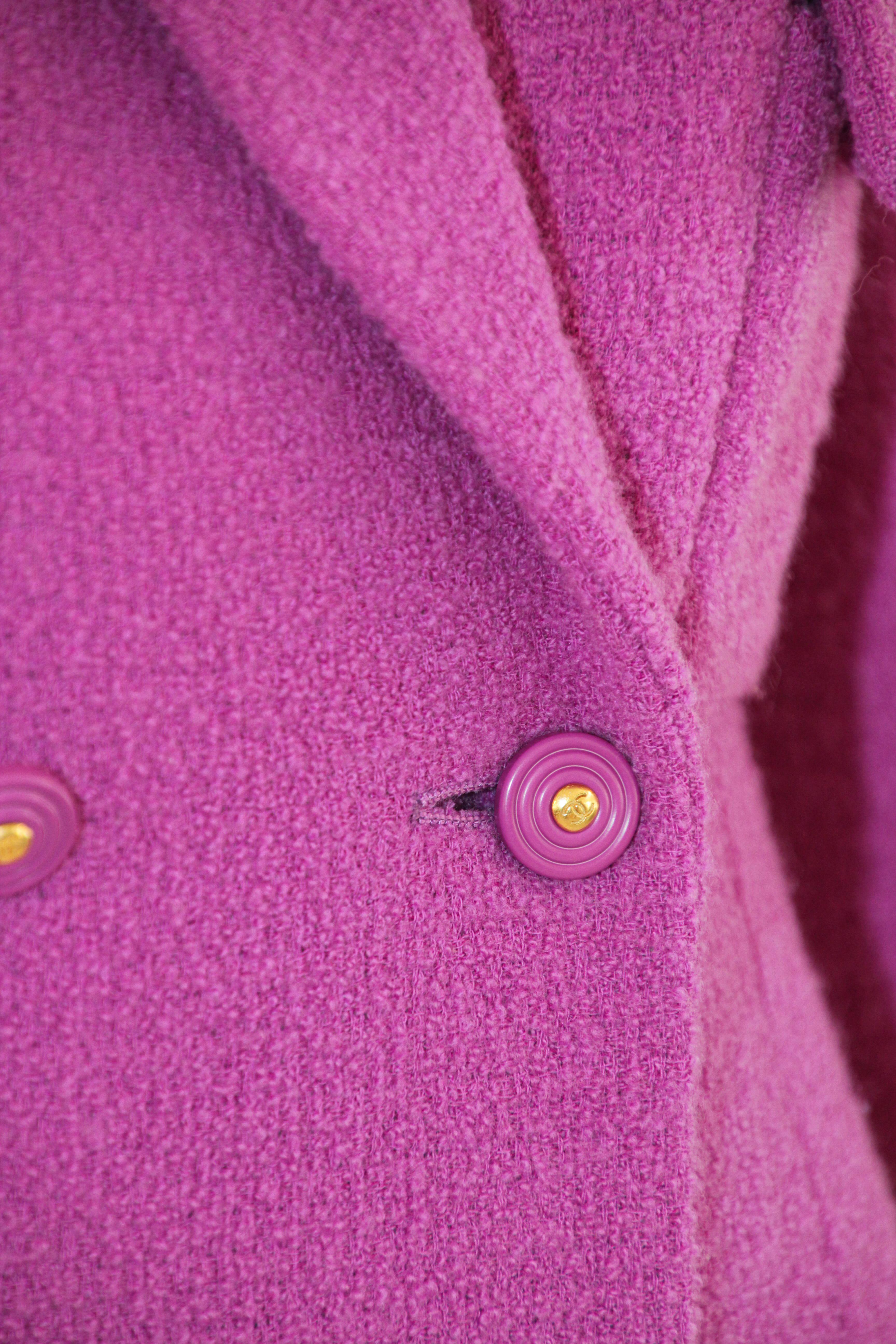 CHANEL Boutique Double Breasted Jacket Fuchsia Pink Small Chanel France For Sale 9