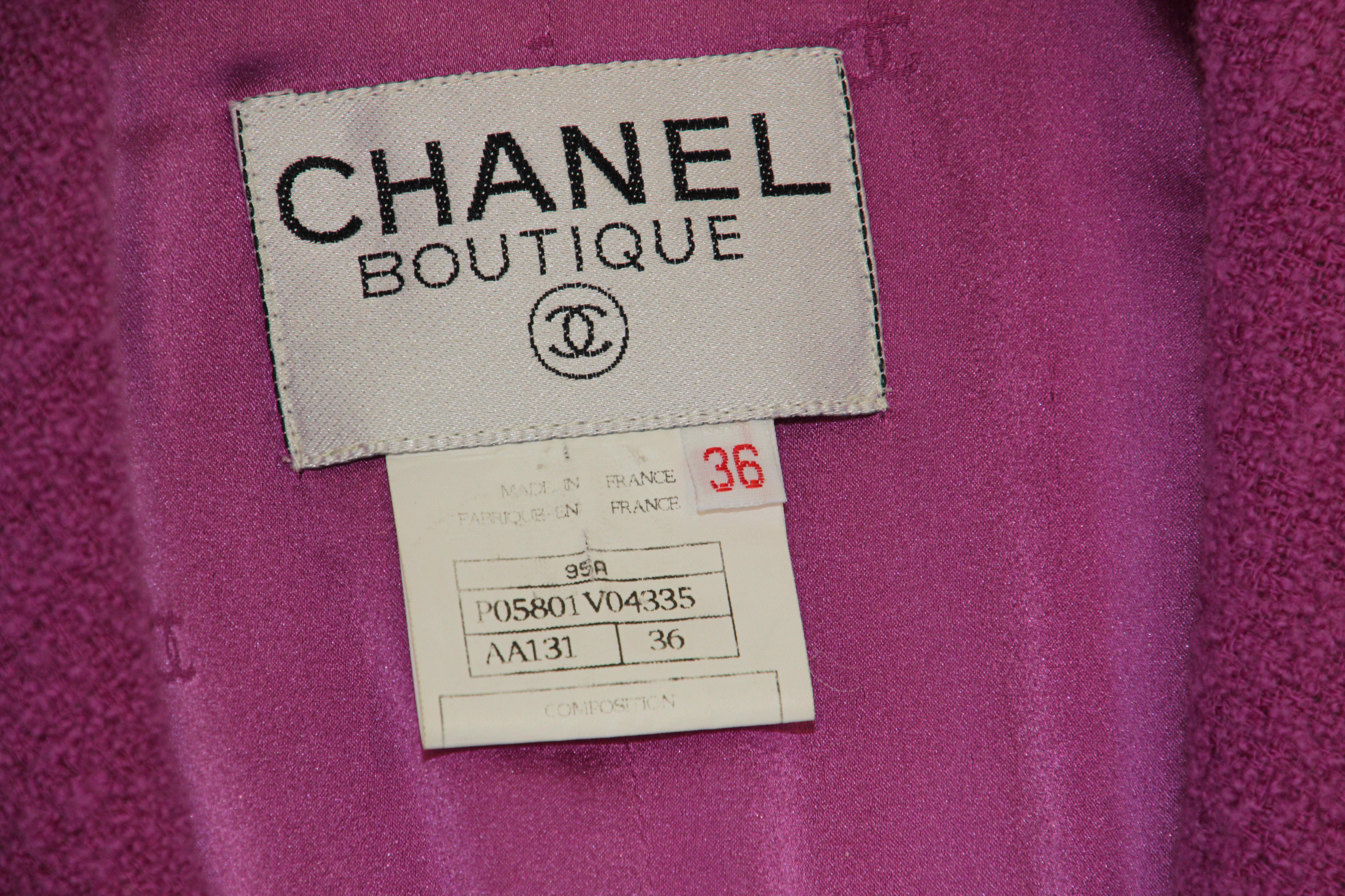 CHANEL Boutique Double Breasted Jacket Fuchsia Pink Small For Sale 11