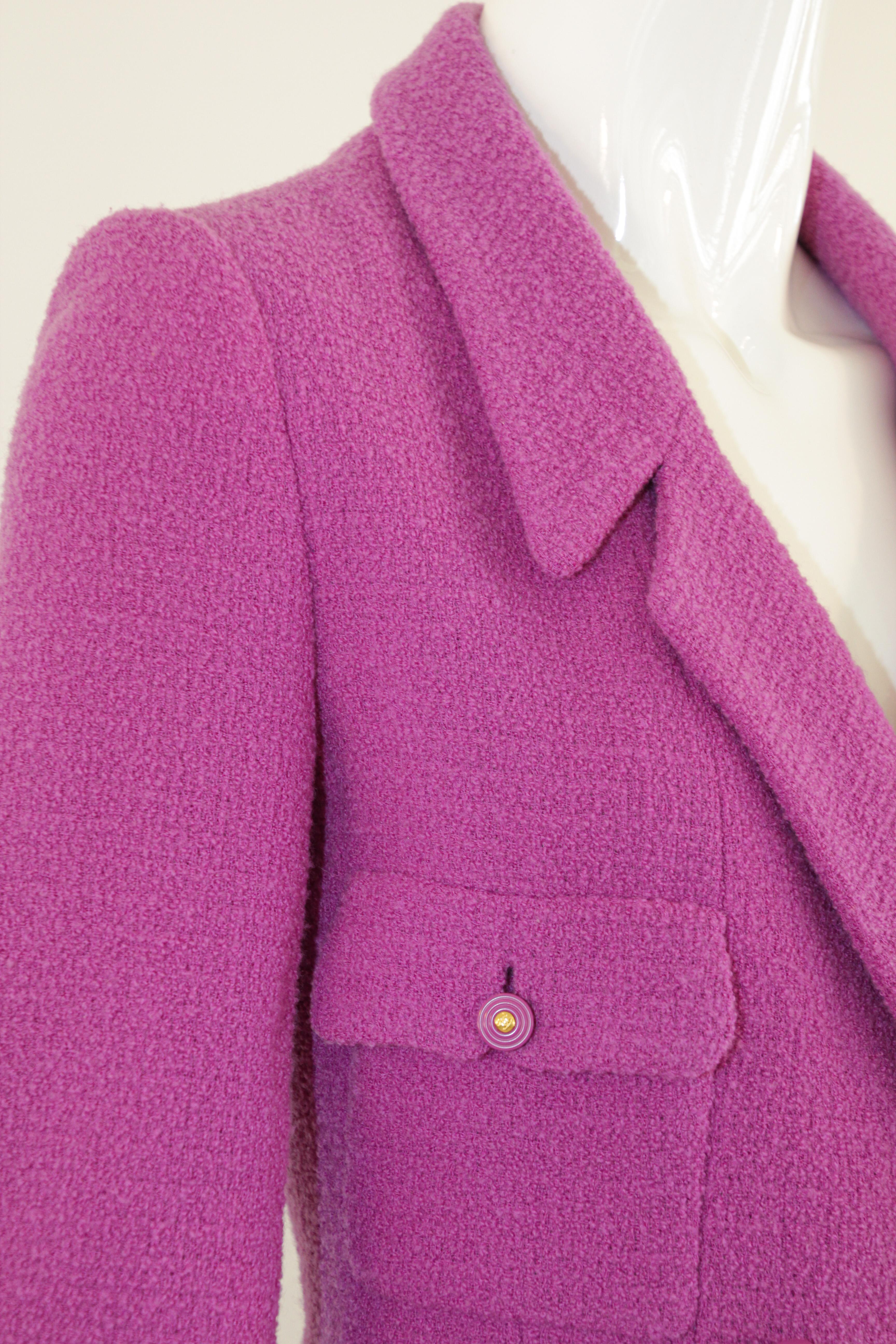 CHANEL Boutique Double Breasted Jacket Fuchsia Pink Small Chanel France For Sale 2