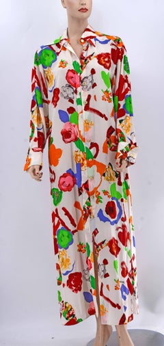 Chanel Boutique Vintage Oversize Maxi Dress Shirt Cover Up 92P 1992
