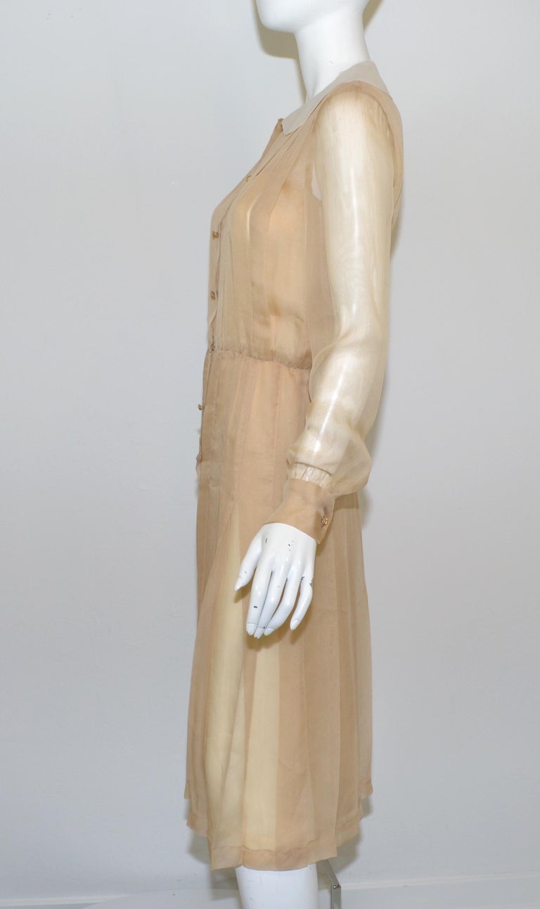 Chanel Boutique Vintage Iconic Silk Chiffon Pleated Dress